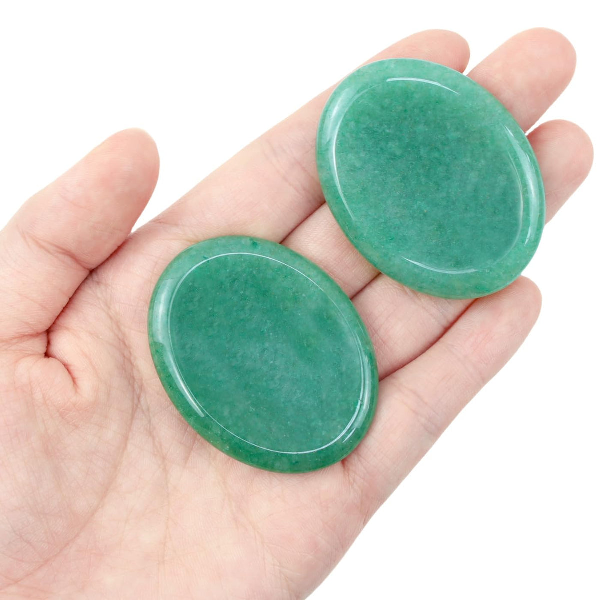 NUKAYAI Thumb Worry Stone Green Aventurine Crystal Trinkets Crystals and Healing Stones Oval Natural Fidget Meditation Accessories Gemstones Reiki Pocket Palm Tiny Anxiety Relief Items for Women Men