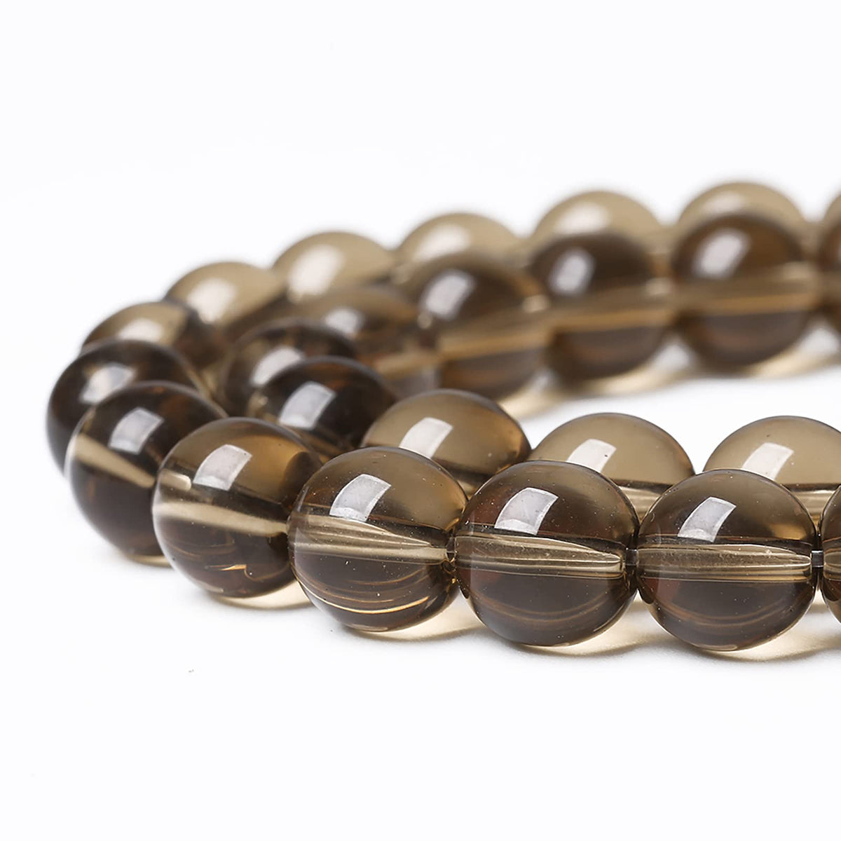 36PCS 10mm Smoky Crystal Quartz Glass Beads Natural Stone Round Loose Beads for Jewelry Making DIY Bracelet Necklace 15 Inch,Energy Stone Healing Power (10mm, Smoky Quartz Glass)