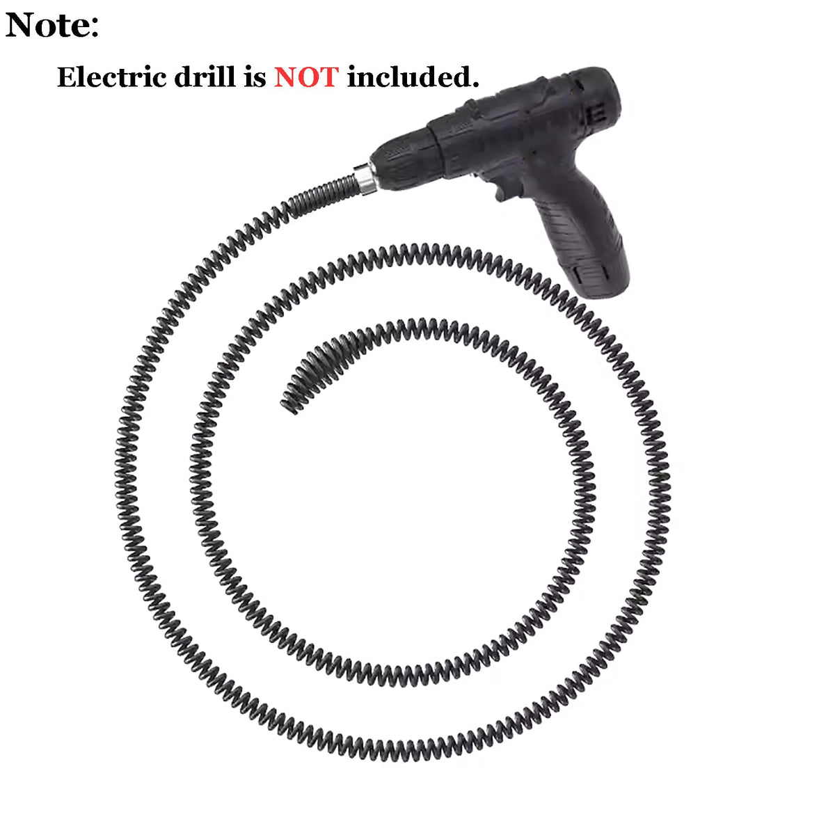 10mm Heavy-Duty Drain Auger Snake Cable with Drill Adapter - 6.5Ft/2M Flexible Plumbing Clog Remover for Kitchen, Bathroom, Toilet, Shower Sink & Pipe