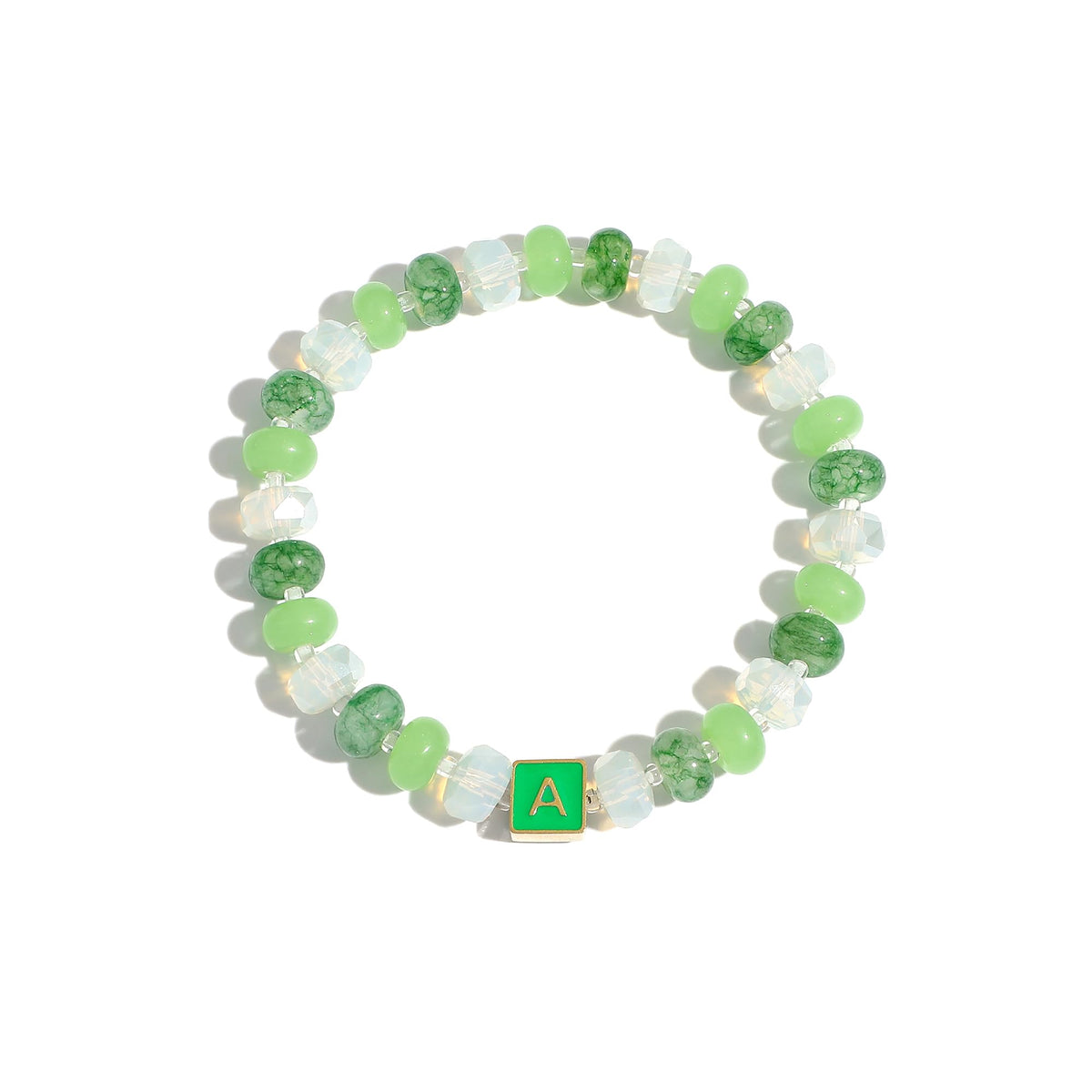 SLYAIH Colorful Beaded Initial Bracelets for Women Boho Crystal Beaded Elastic Stretch Bracelet A-Z Letter Bracelet Handmade Jewelry Gifts for Women