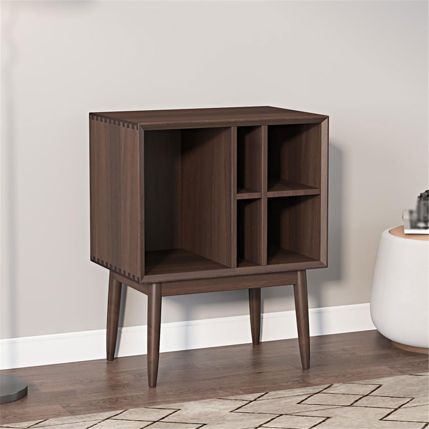 FURUIM2024M CD Record Storage Rack Retro Vinyl Record Cabinet Magazine Storage Bookcase Wooden Sofa Sideboard