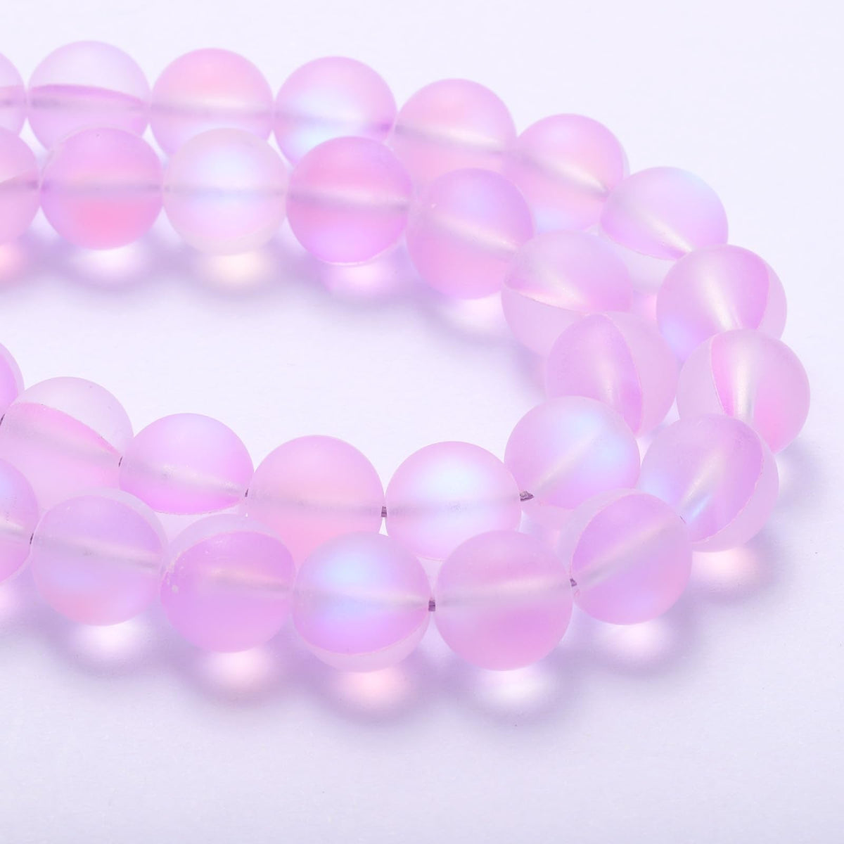 uxcell Matte Crystal Glass Beads 10mm Synthetic Frosted Shining Semi-Precious Round Loose Beads Synthetic Moonstone for Jewelry Making DIY Bracelet, Light Purple