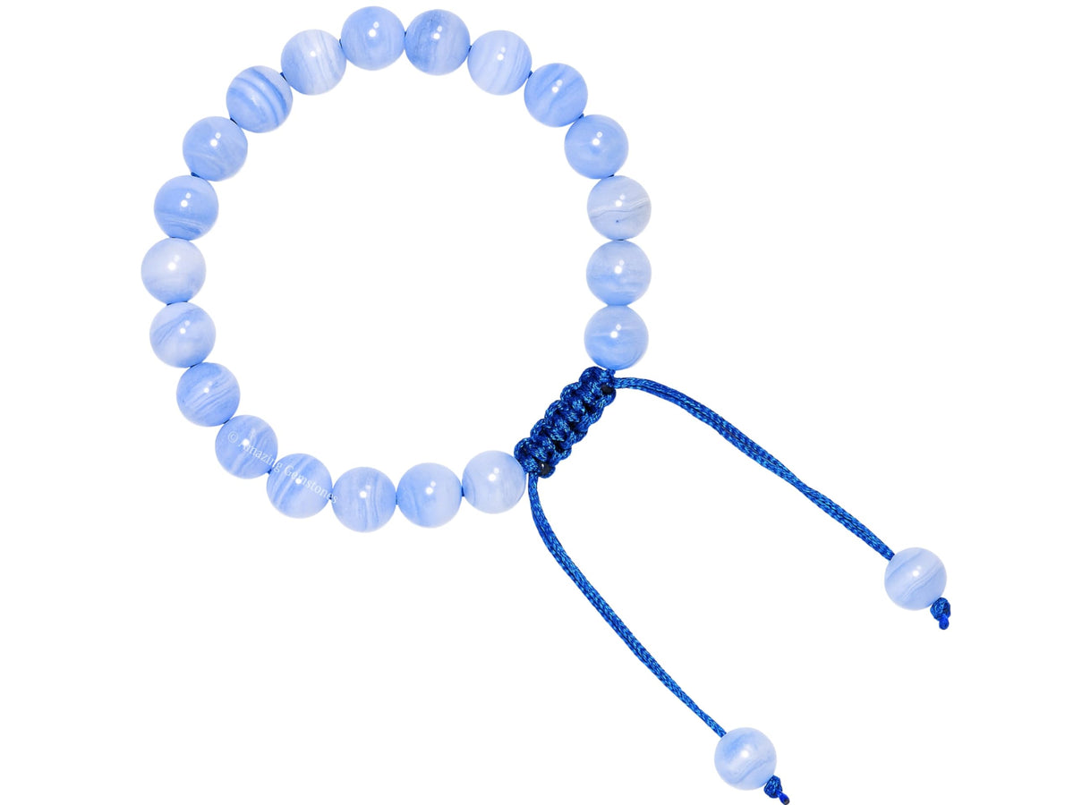 Amazing Gemstone Blue Lace Agate Bracelet for Women Men's Gifts - Protection Healing Crystal Bracelet - 8mm Gemstone Beaded Adjustable Bracelet Pulseras Para Hombres Mujer Stocking Stuffers