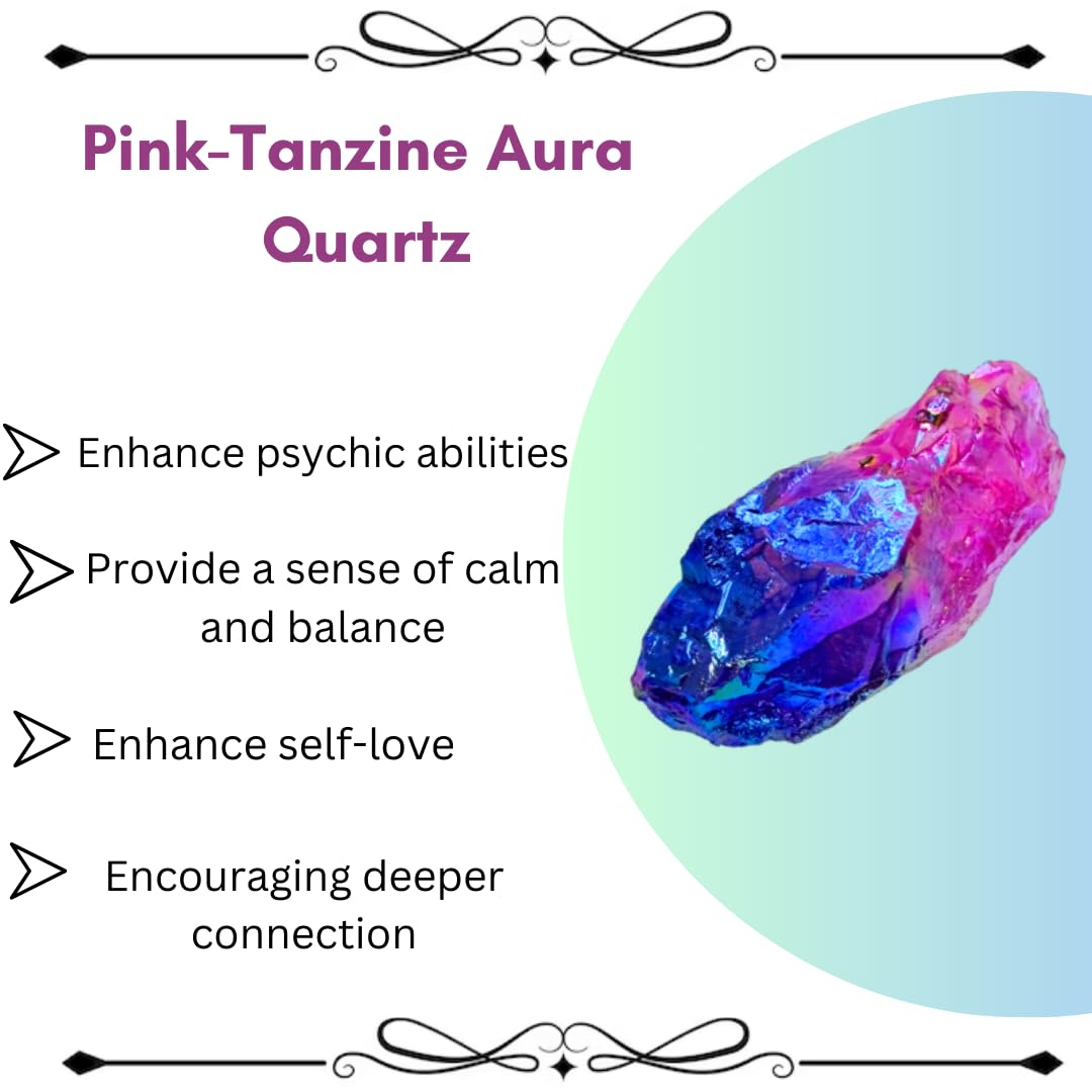 Crystals, Rocks, Jade, Crystals and Healing Stones, Witchcraft Supplies, Healing Crystals, Stones, Healing Stones, Rock Collection, Agate, Raw Stones (Pink-Tanzine Aura Quartz, 2 Pcs)