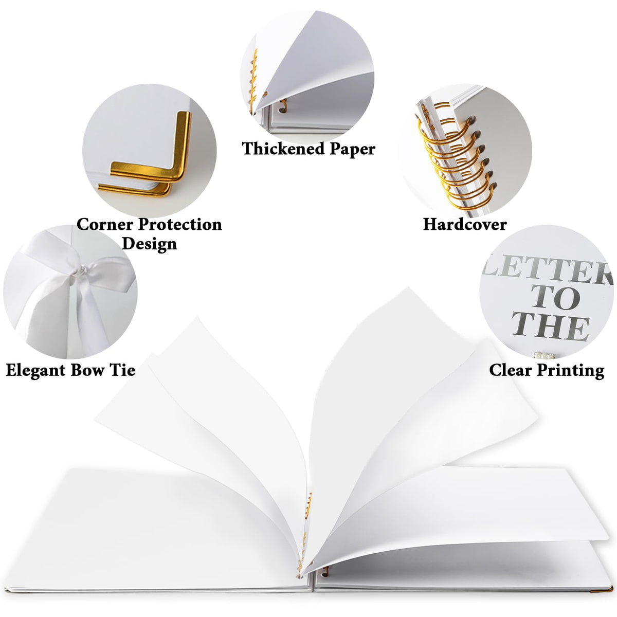 Letters to The Bride Scrapbook - 12.2 Inch Large Wedding Guest Book with PU Leather Cover - DIY Memory Book Kit for Bridal Shower Gift and Anniversary - Personalized Vow Journal with Stickers