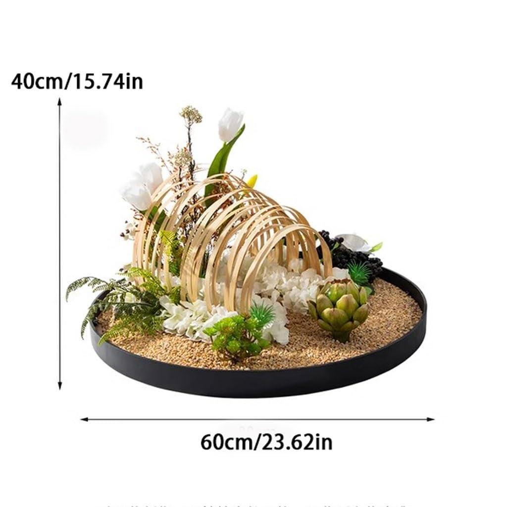 Large Round Table in The Middle of The Turntable Flower Hotel Table Restaurant Light Luxury Decorations Landscape Decorations (Size : Medium)