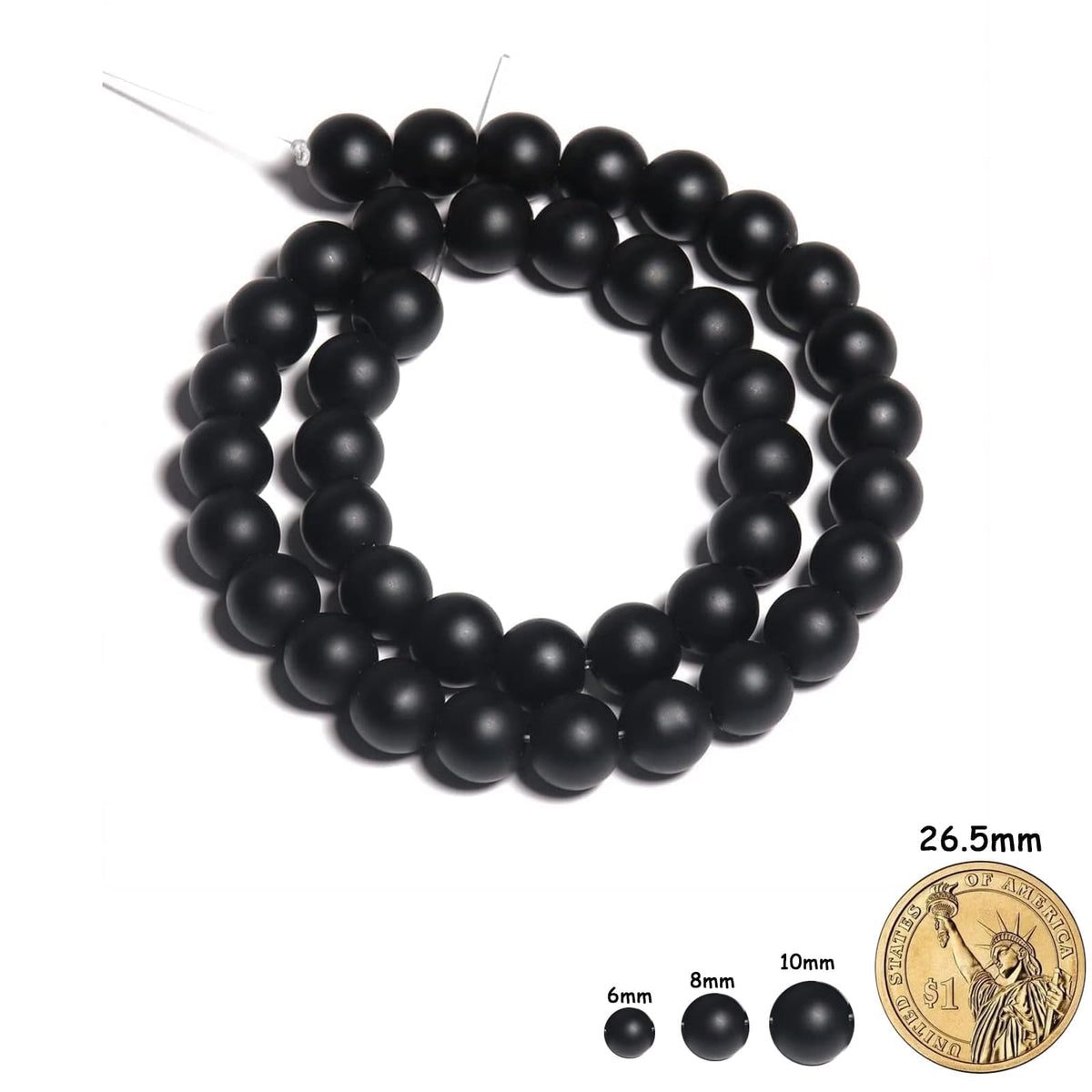 Yochus 60pcs Black Matte Onyx Agates Beads，6mm Healing Power Natural Stone Round Loose Beads for Jewelry Making Earring Necklace DIY Crafts