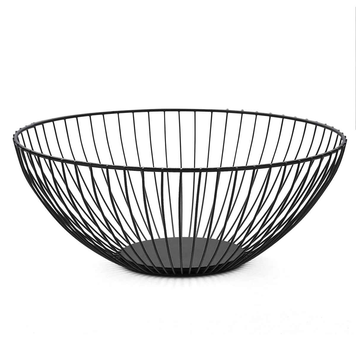 HOMQUEN Fruit Basket, Fruit Bowl, Metal Wire Fruit Basket for kitchen, Fruit Bowl for Kitchen Counter, Basket for Fruits, Vegetables, Breads, Snacks, Kitchen Gadgets (Round Short, Black)