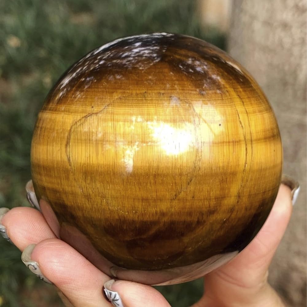 40-50mm Natural Tiger's Eye Crystal Ball, Hand Polished Tiger Eye Stone Sphere, Healing Crystal Decorative Sphere, Reiki Energy Stone Crafts, Feng Shui Home Desktop Ornament Gift