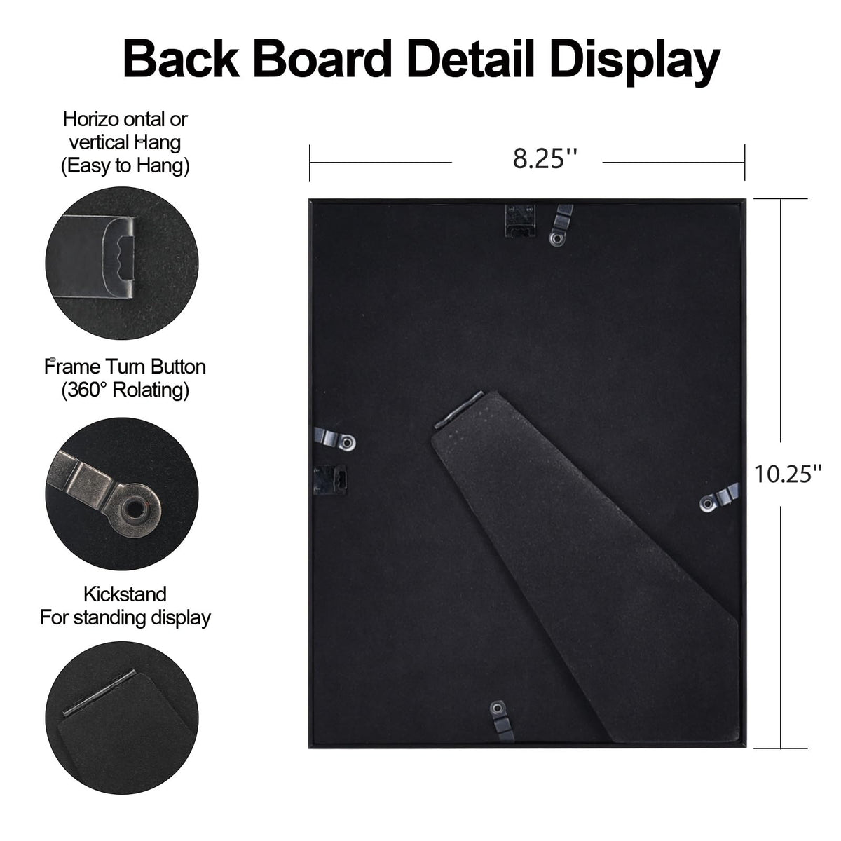 BKABOT 8x10 Picture Frame, Black Aluminum Metal Photo Frames with HD Glass, Fits 5x7 with Mat or 8 x 10 without Mat, Display for Wall and Table