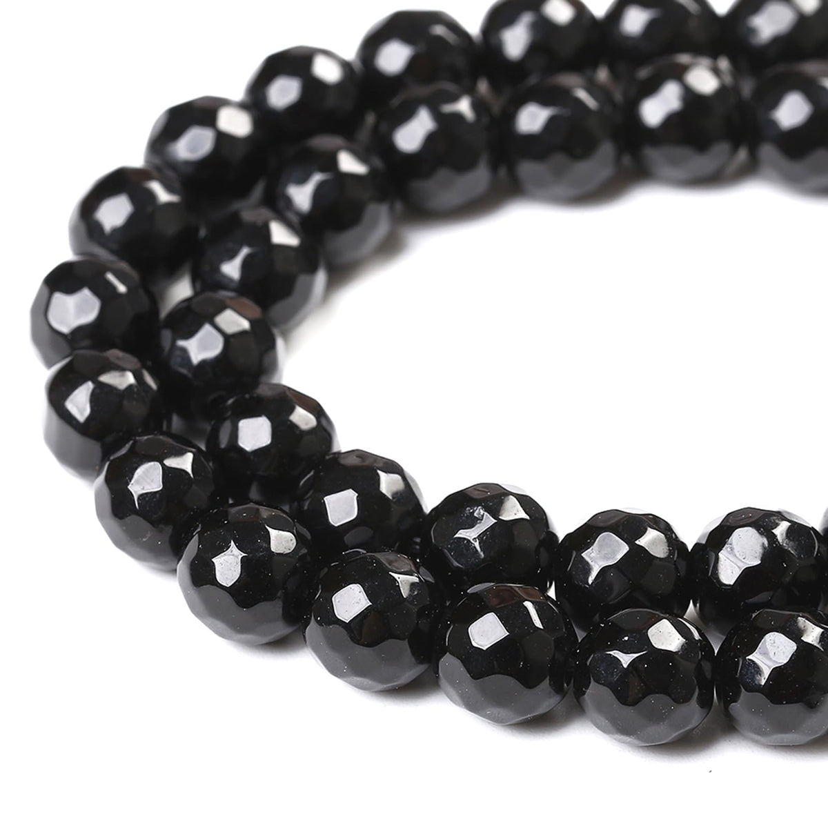 45pcs 8mm Natural Faceted Black Agate Stone Beads for Jewelry Making Energy Healing Beads DIY Bracelet Necklace Accessories 15" (8mm, Faceted Black Agate)