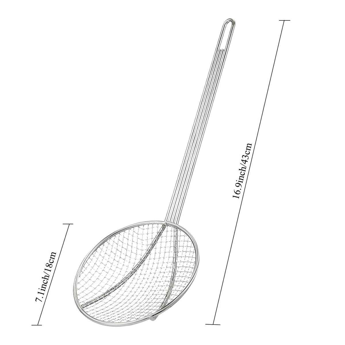 2PCS Fryer Scoop Skimmer Spoon Strainer Spoon Kitchen Spider Frying Spoon Strainer and Utensil for Deep Fryer with Basket, Deep Fryer Cooking, Wok Fry Ladle Spoons with Handle, Asian Spatula Utensils