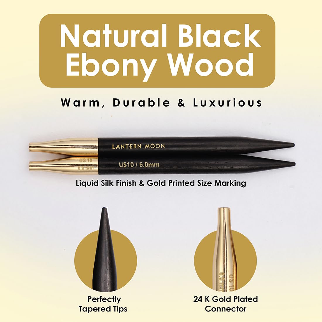Lantern Moon Ebony Wood Interchangeable Circular Knitting Needles 5" (13cm) | US Size 10.5 (6.5mm)