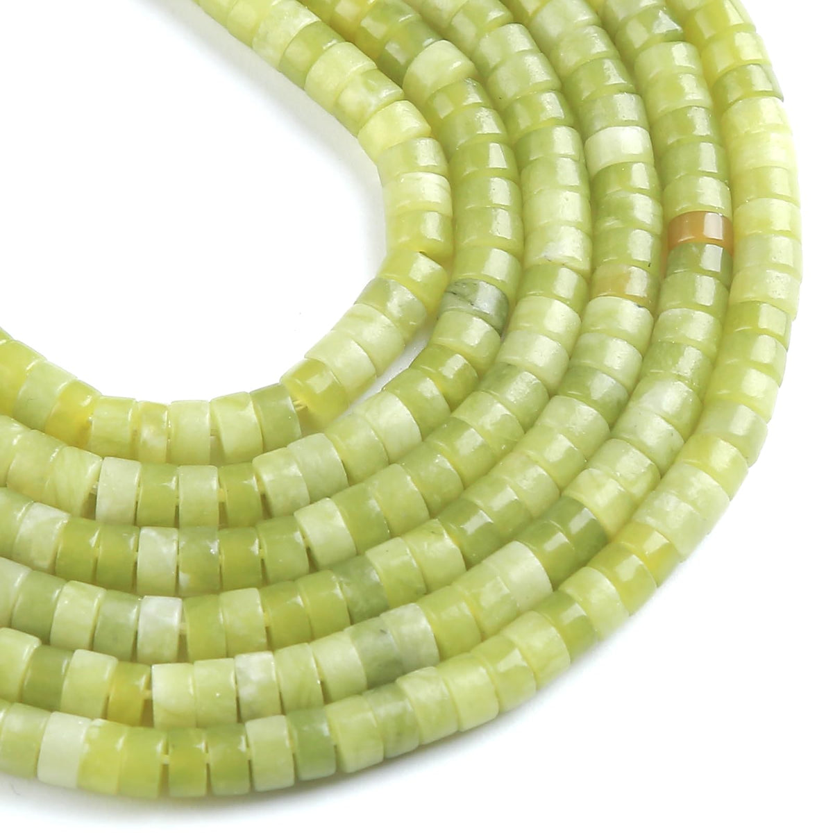 150pcs 2x4mm Natural Chinese Green Jade Tube Shape Beads Loose Flat Round Cylinder Flat Spacer Green Stone Beads for Bracelet Earrings Jewelry Making