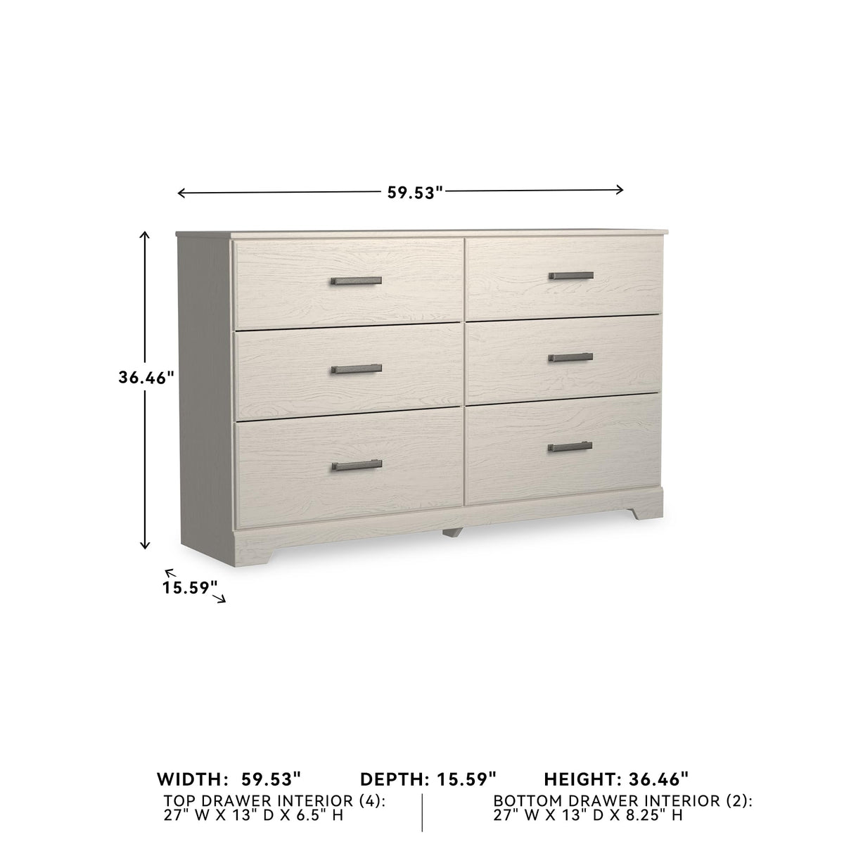 Signature Design by Ashley Stelsie Modern Scandinavian 6 Drawer Dresser, Whitewash