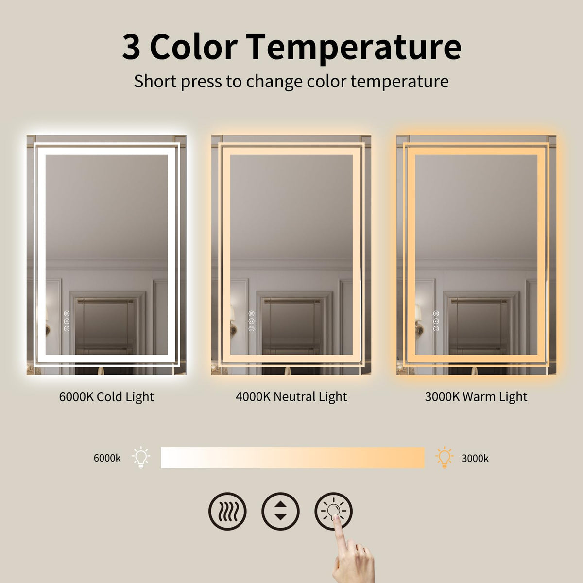 WTTY 60"x30" LED Bathroom Mirror with Lights, Backlit and Front Lighted Bathroom Vanity Mirrors Wall Mounted, Double LED Vanity Wall Mirror for Bathroom with Anti-Fog, Dimmable, Memory, Shatter-Proof