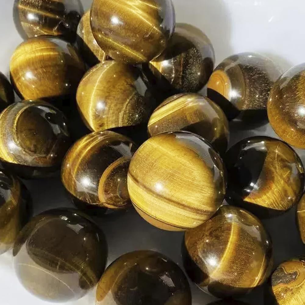 40-50mm Natural Tiger's Eye Crystal Ball, Hand Polished Tiger Eye Stone Sphere, Healing Crystal Decorative Sphere, Reiki Energy Stone Crafts, Feng Shui Home Desktop Ornament Gift