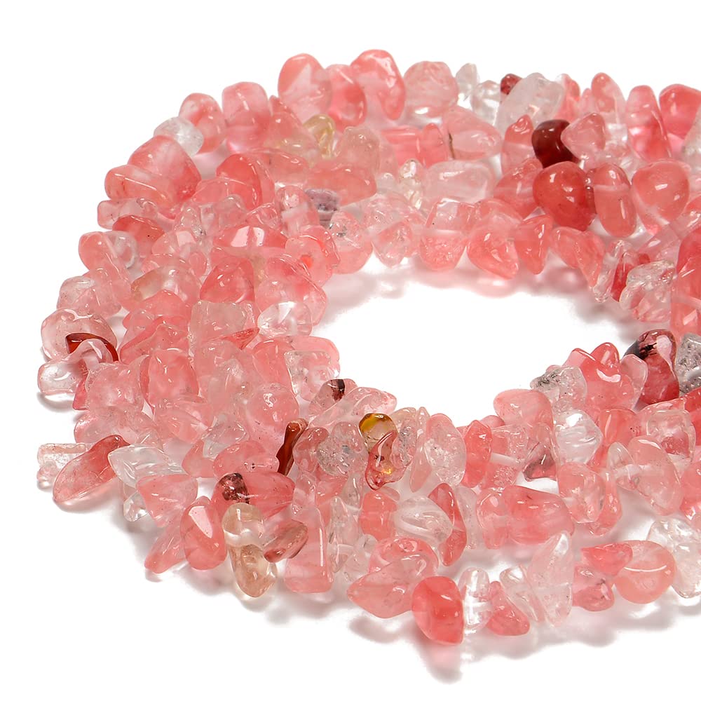 PLTbeads 7-8mm Natural Cherry Quartz Gemstone Chips Beads Healing Crystals Waist Bracelets Necklace Kit Irregular Stone DIY Crafts Design Jewelry Making