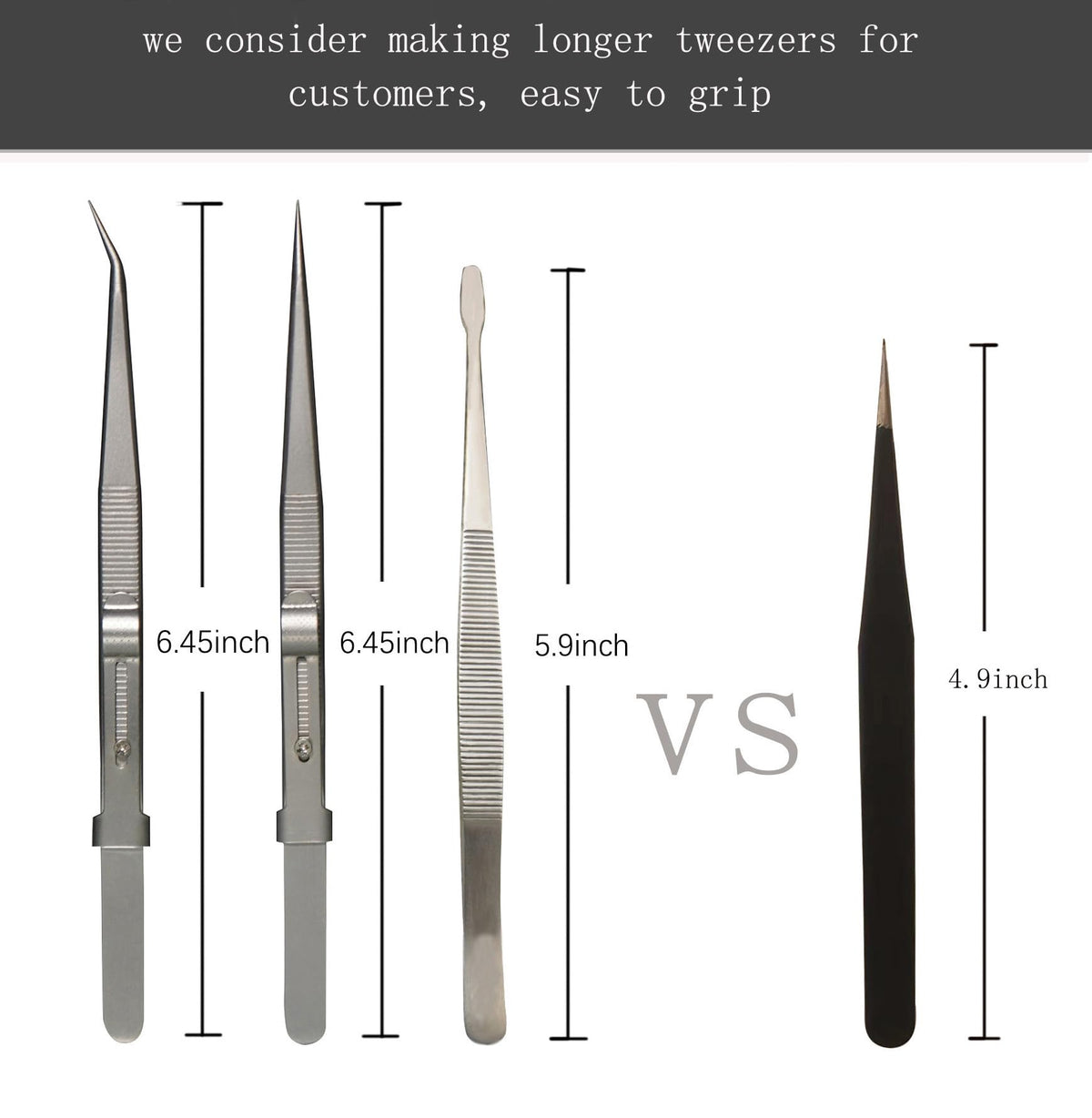 Grteark 5Pcs Precision Tweezers Set, Flat/Pointed/Curved Angled Locking Long Tweezers for Crafts, Medical Surgical, Lab, Soldering, Jewelry Crafting, Watch & Electronics/Car Repair,Splinter Removal