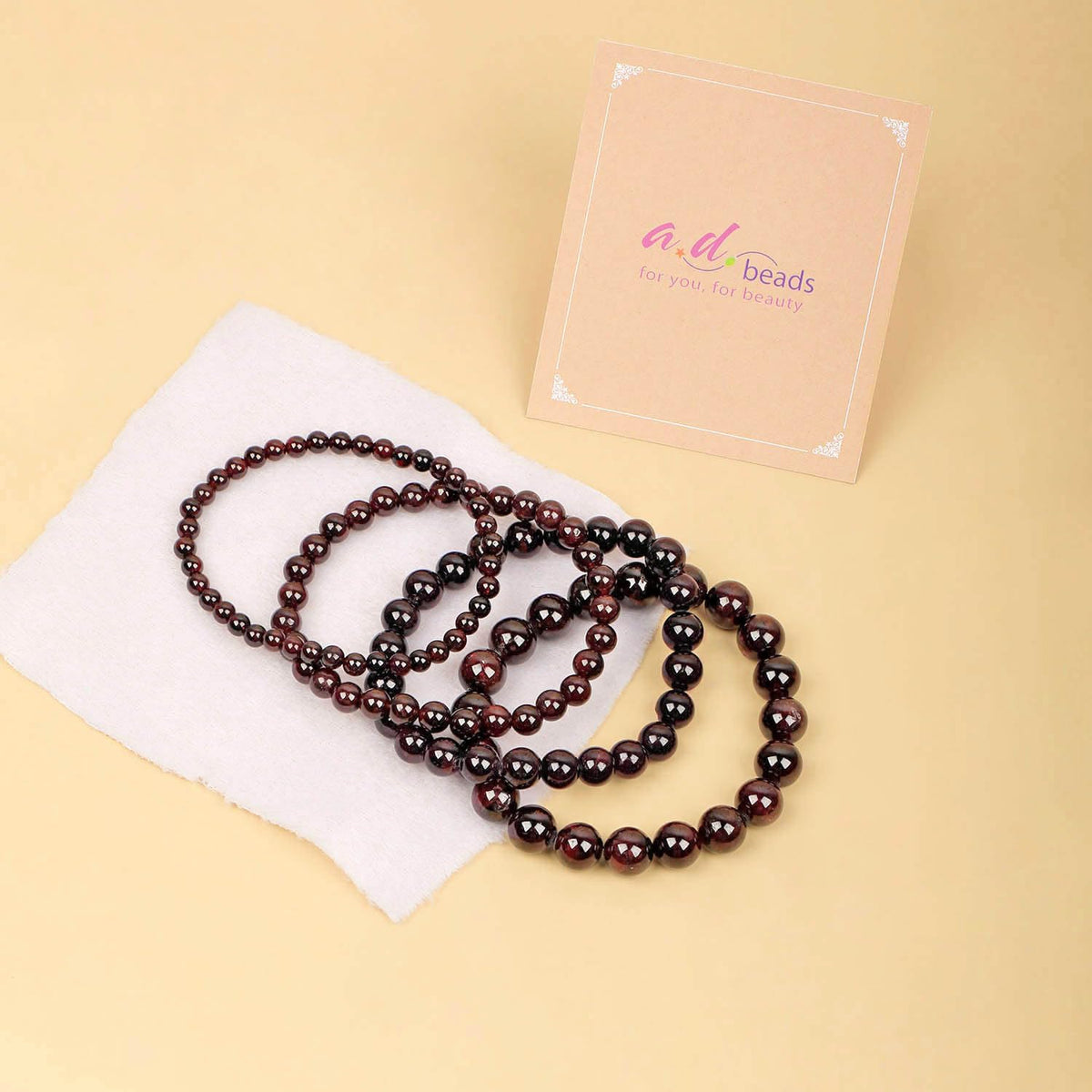 AD Beads Handmade Gemstone Stretch Elastic Bracelet Crystal Healing Reiki Nature's Beauty and Spiritual Essence Unisex (4mm, Garnet (Devotion))