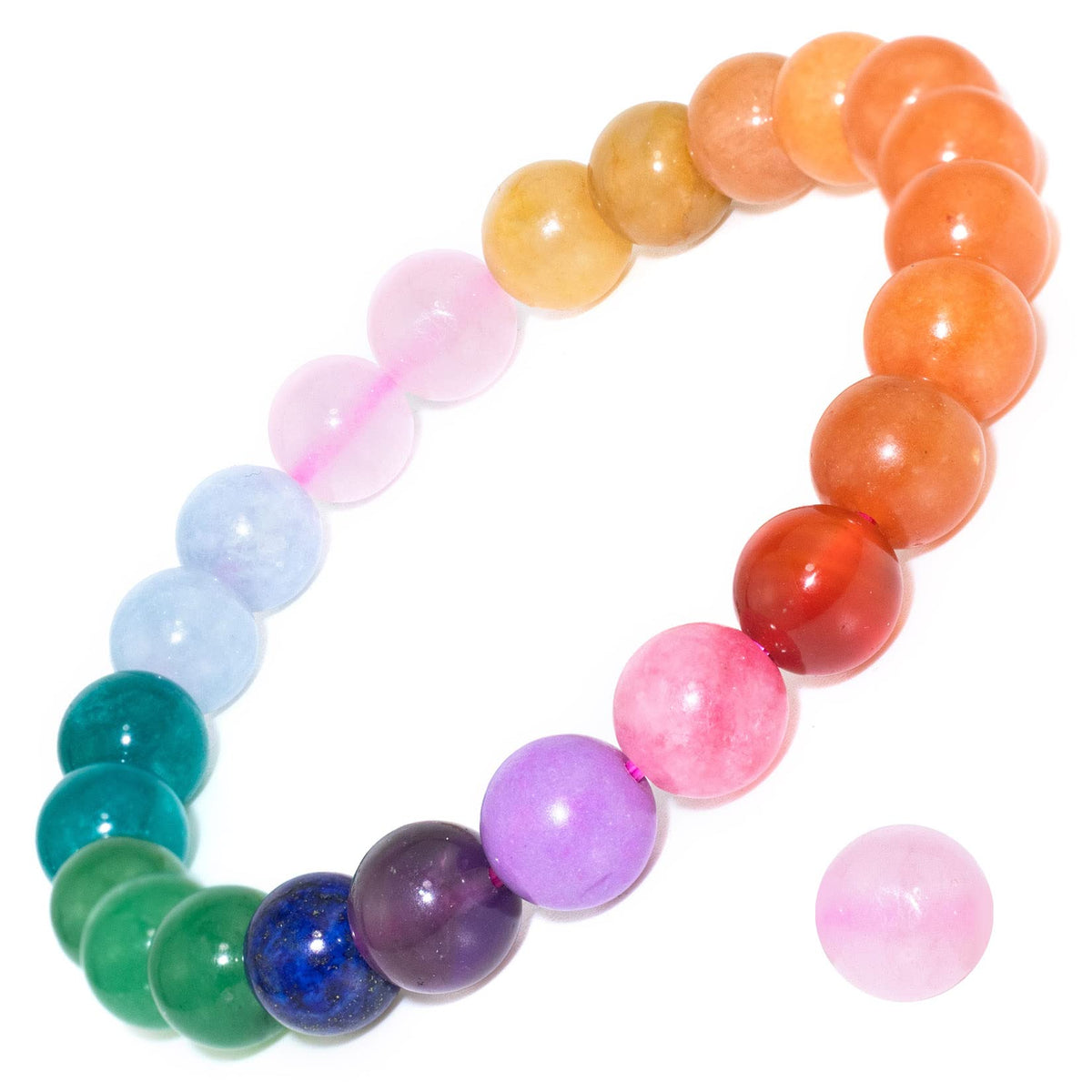 DAZCOLO 8mm Natural Gemstone Stretch Bracelet, Handmade Unisex Crystal Bracelets for Meditation, Yoga, Spiritual Healing & Positive Energy (7 Chakra)