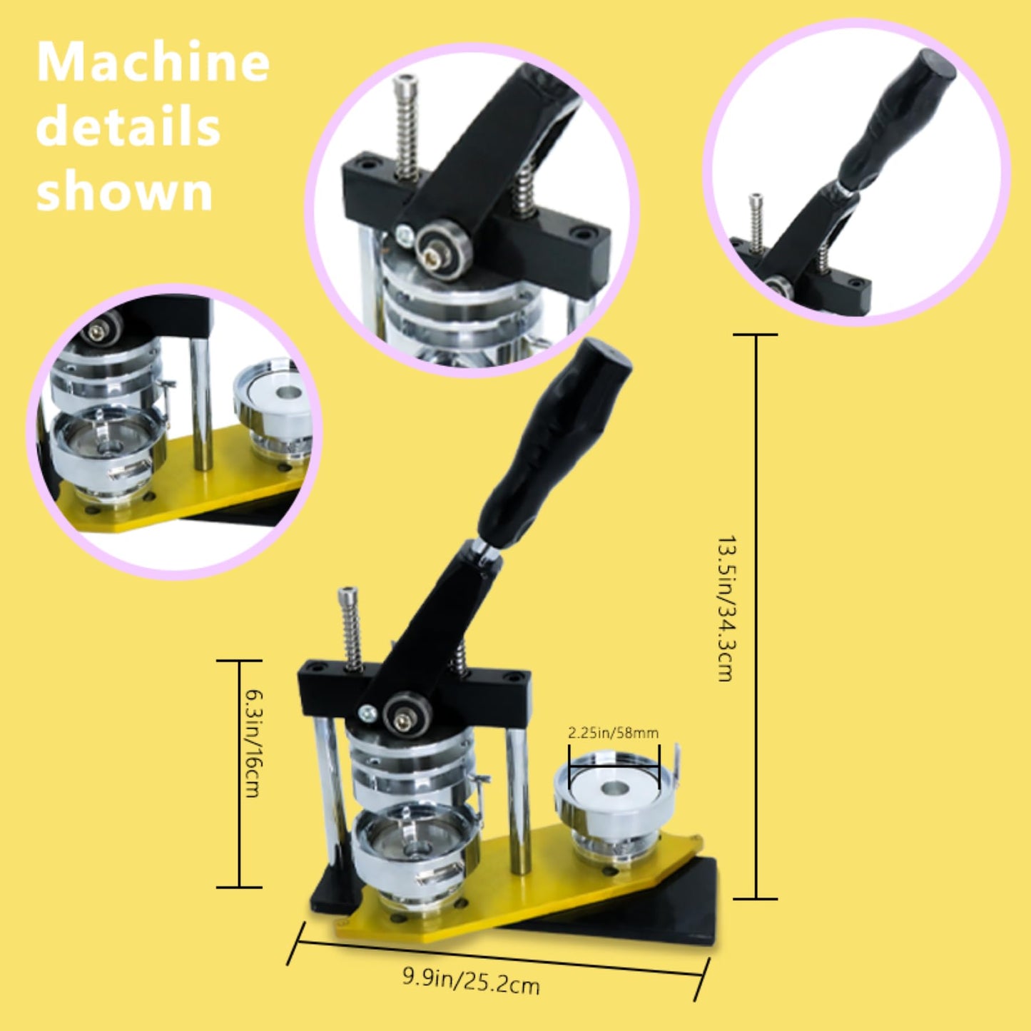 DCBADGE Button Maker Machine, 58mm/2.25 inch Pin Button Badge Maker,Interchangeable Button-Models Press Machine Kit with 300 Sets Buttons-Part Supplies & Circle Cutter & Cutting Mat