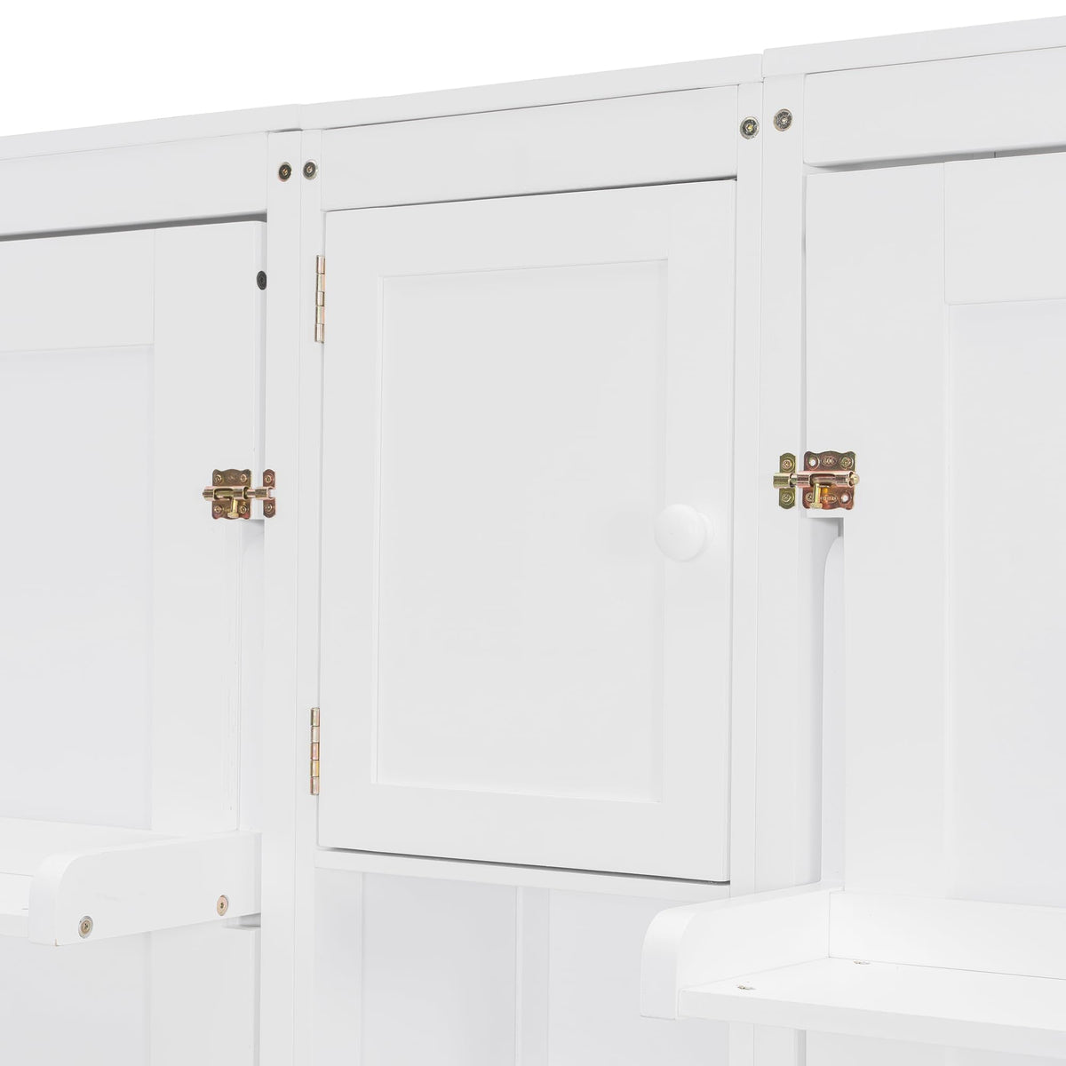 Merax 110W Dual Twin Wall Murphy Beds with Cabinets and Shelves,Sleeping Arrangement for Multipurpose Area, Bedroom, Guest Room or Living Room,White