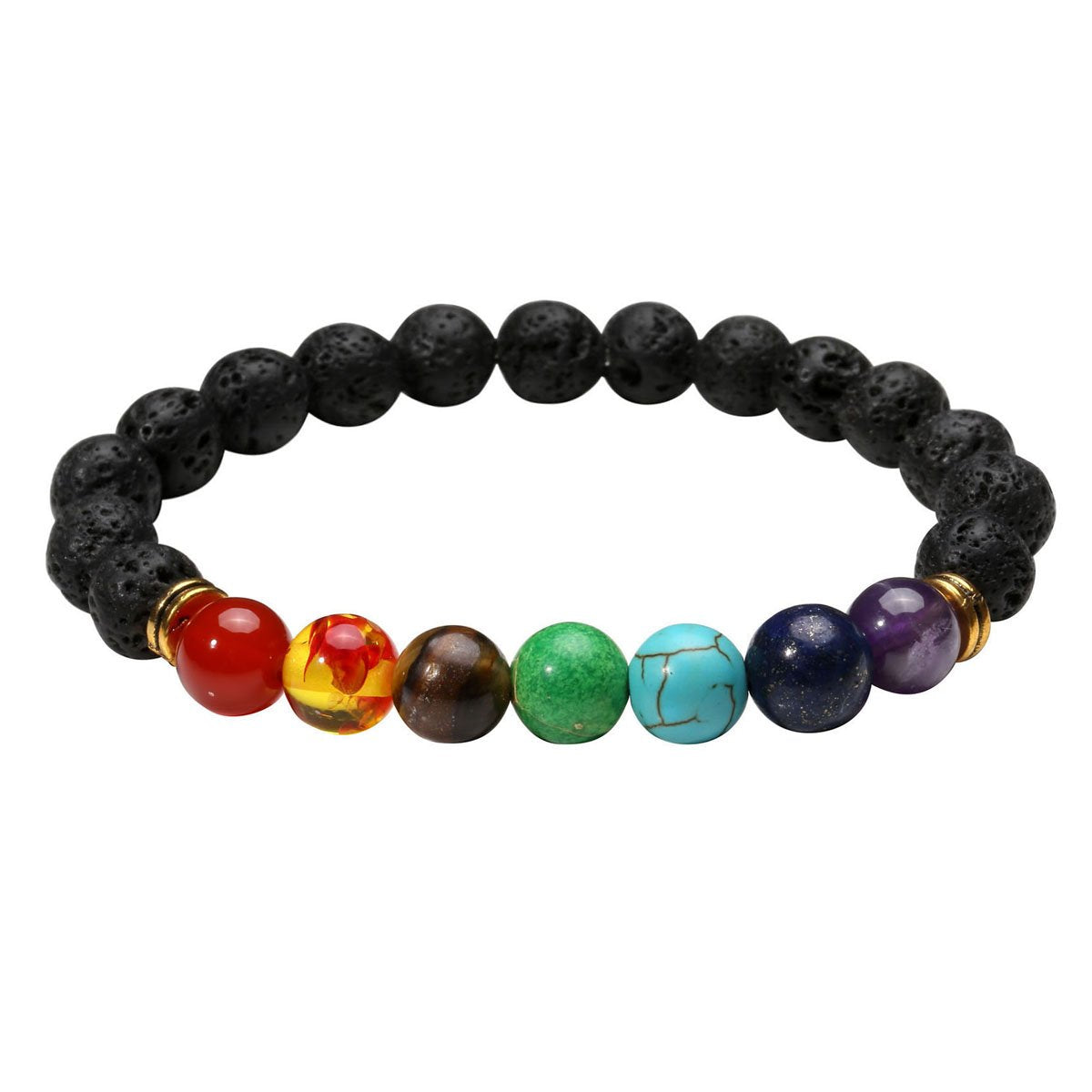 Eigso 8 Pcs 7 Chakra Bracelets Set for Women Men Meditation Lava Rock Bracelet
