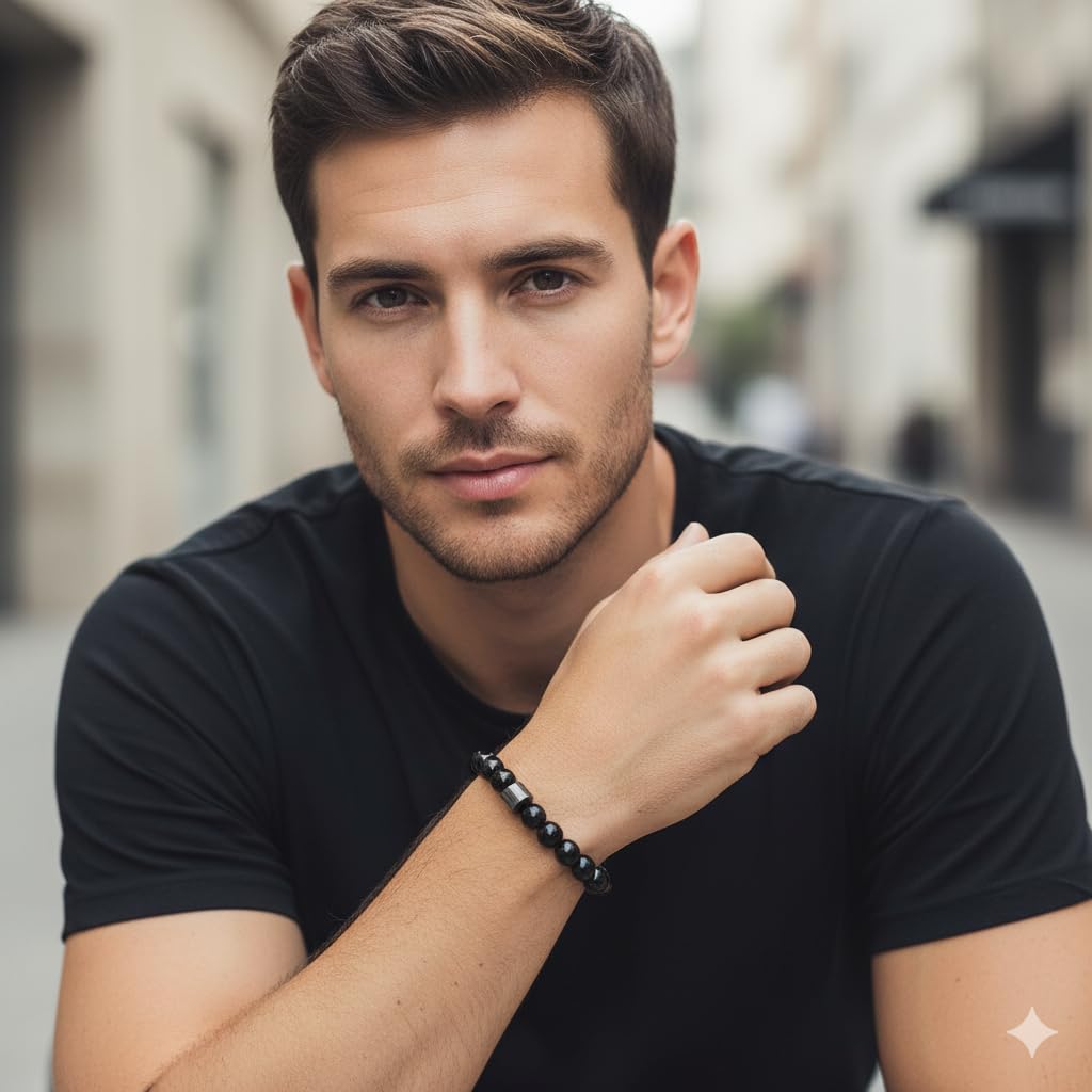 ZHDHDQ 3PCS Glame Anti Alcohol Bracelet for Men Women Black Bead Tiger-eye Stone Volcanic Stone Reduce the Urge Drinking Alcohol Manifestation Relieve Anxiety Stress Jewelry Gift