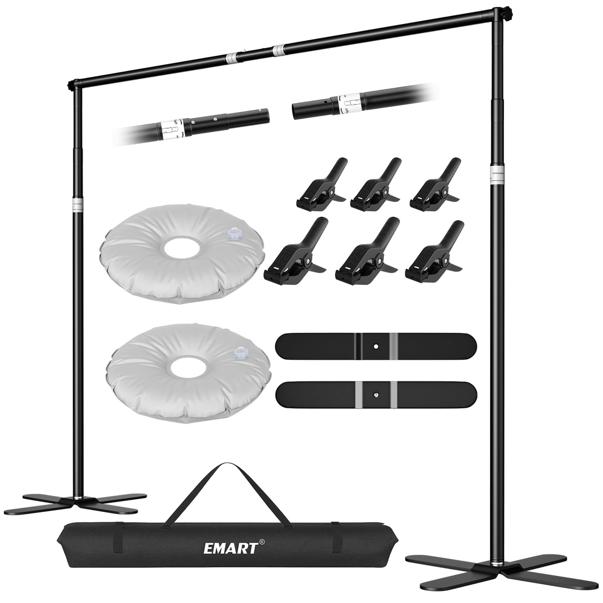 EMART Pipe and Drape Backdrop Stand Kit 10x10ft, Heavy Duty Back Drop Adjustable Stand with X-Shaped Base, Metal Background Frame for Parties Wedding Birthday Decoration Photography Photo Booth Video