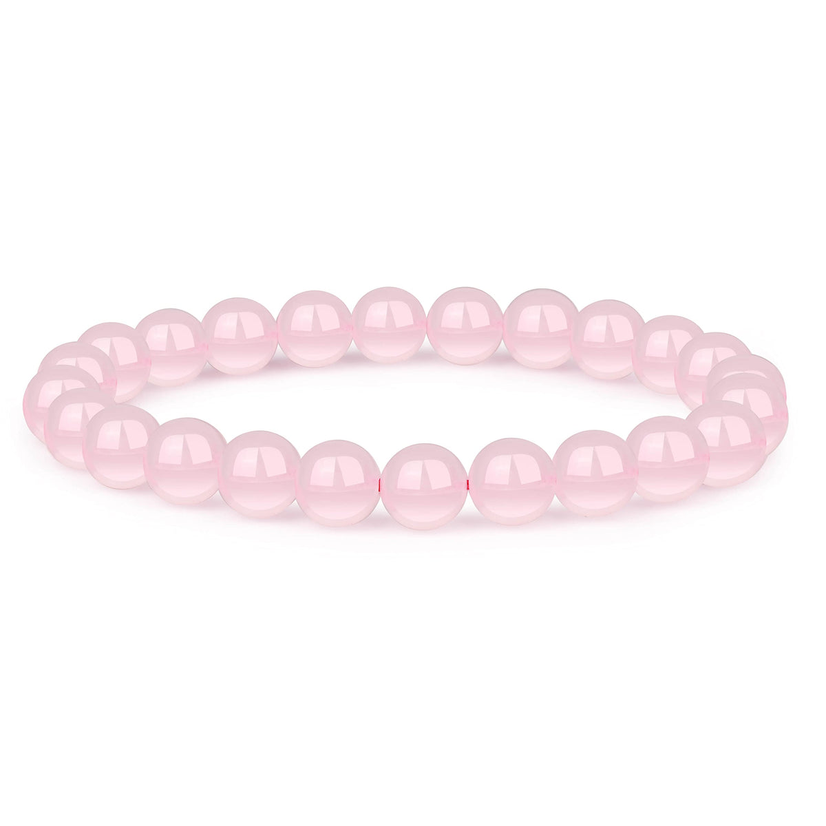 Crystal Vibe Rose Quartz Crystal Bracelet - 8mm Stretchable Rose Quartz Bead Bracelet for Women & Men
