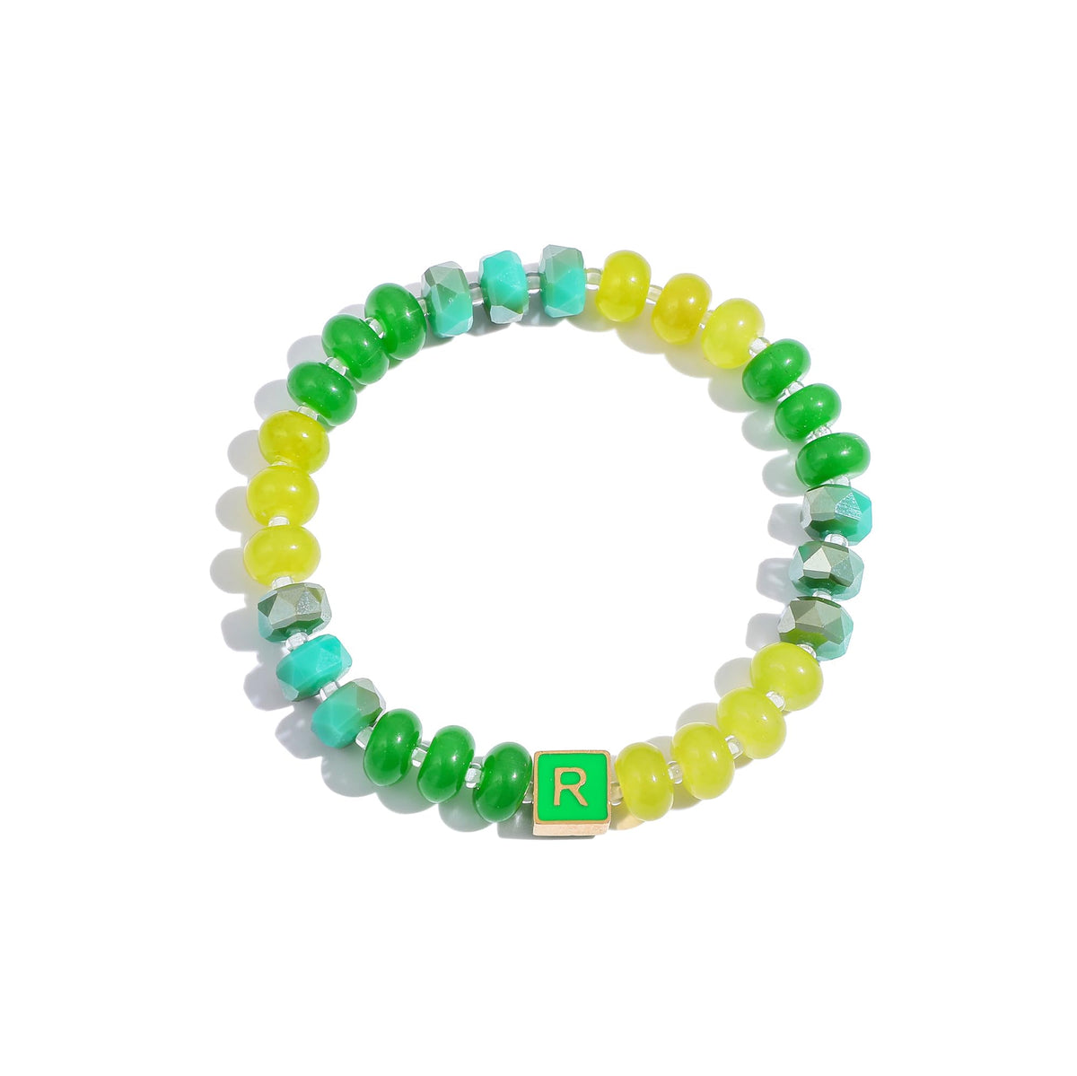 SLYAIH Colorful Beaded Initial Bracelets for Women Boho Crystal Beaded Elastic Stretch Bracelet A-Z Letter Bracelet Handmade Jewelry Gifts for Women