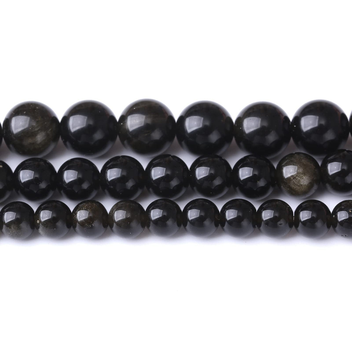 90PCS 4MM Natural Black Golden Obsidian Stone Beads Energy Healing Beads for DIY Jewelry Bracelet Necklace Making for Jewelry Making15Inch