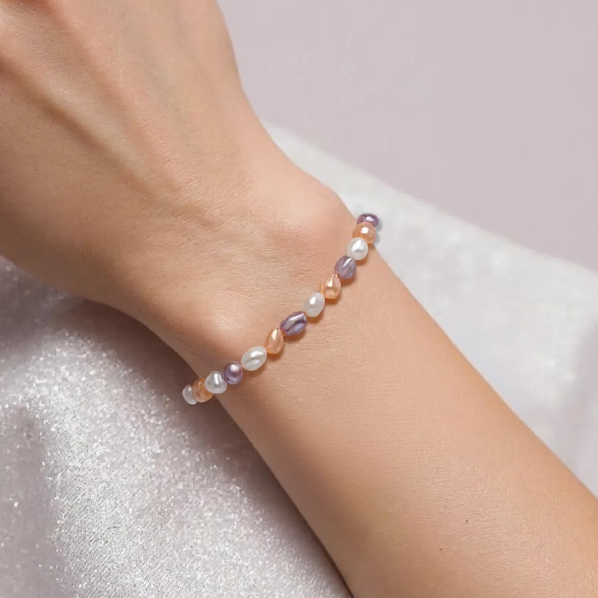 HENGSHENG Natural Baroque Pearls Link Bracelets for Women Freshwater Cultured Pearls Strand Bracelets Handpicked Pearl Elegant Jewelry - Colorful