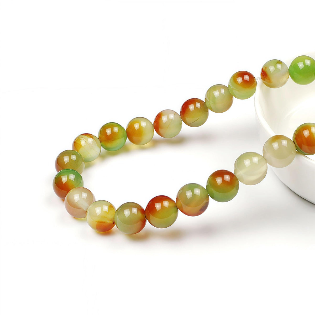 MJDCB Natural Peacock Agate Beads Red Green Agate Beads Round Stone Beads for DIY Necklace Bracelat Jewelry Making Strand 15" (8mm)
