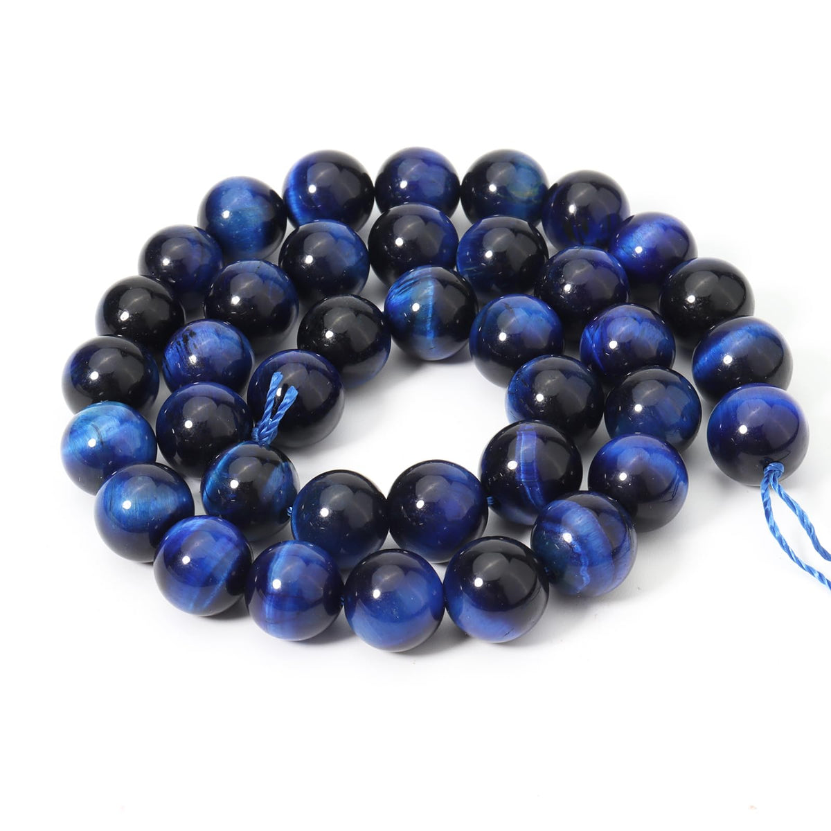 Siomia 45pcs 8mm Natural Blue Tiger Eye Gemstone Beads Energy Healing Crystal Round Loose Stone Beads for Jewelry Making, DIY Bracelets Necklaces
