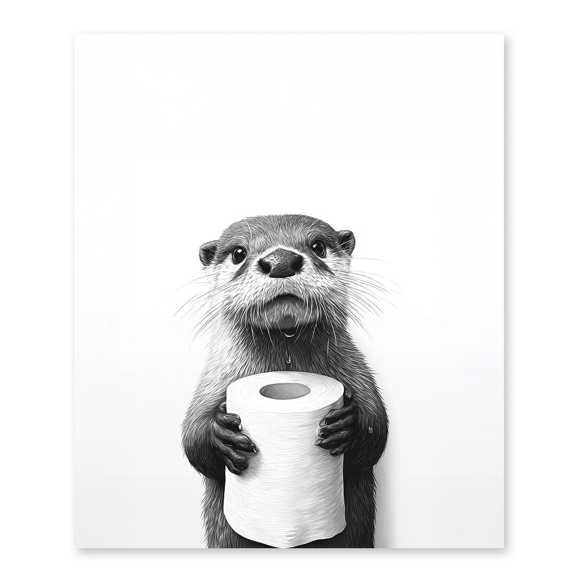 bitCNY Funny Otter Diamond Art Kits, Cute Otter Holding Toilet Paper Black White Diamond Dots Gem Painting Art Kits for Adults, Bathroom Humor Wall Decor 9.8x11.8 Inch