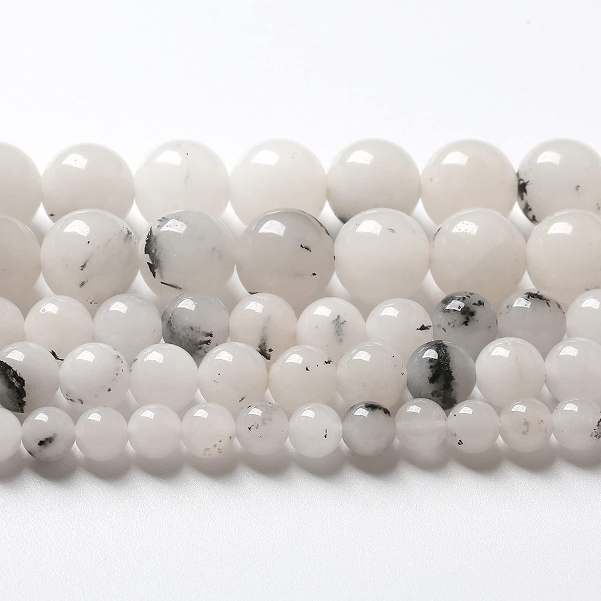 10MM 38PCS Natural Stone Ink Spots Jade Loose Beads for Jewelry Making DIY Bracelet Necklace