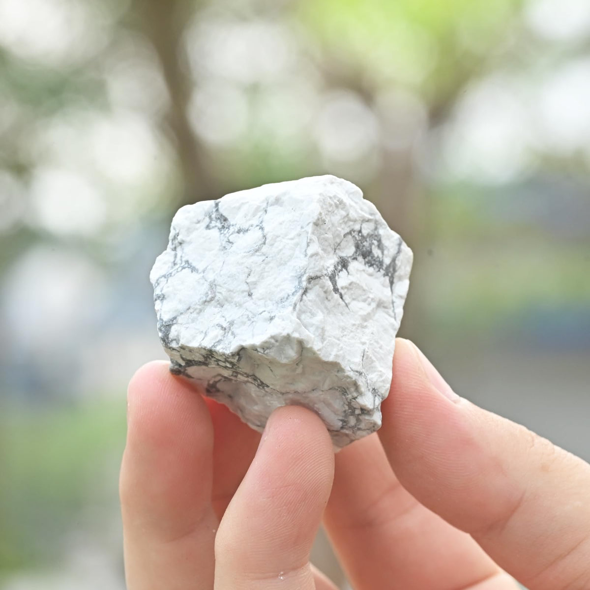 Howlite Raw Stones 1PC, Gemstones Raw Stones and Healing Crystals, Hand Carved Natural Pocket Raw Crystals for Decoration Tumbling, Garden, Home Decor(1.18"-1.97")