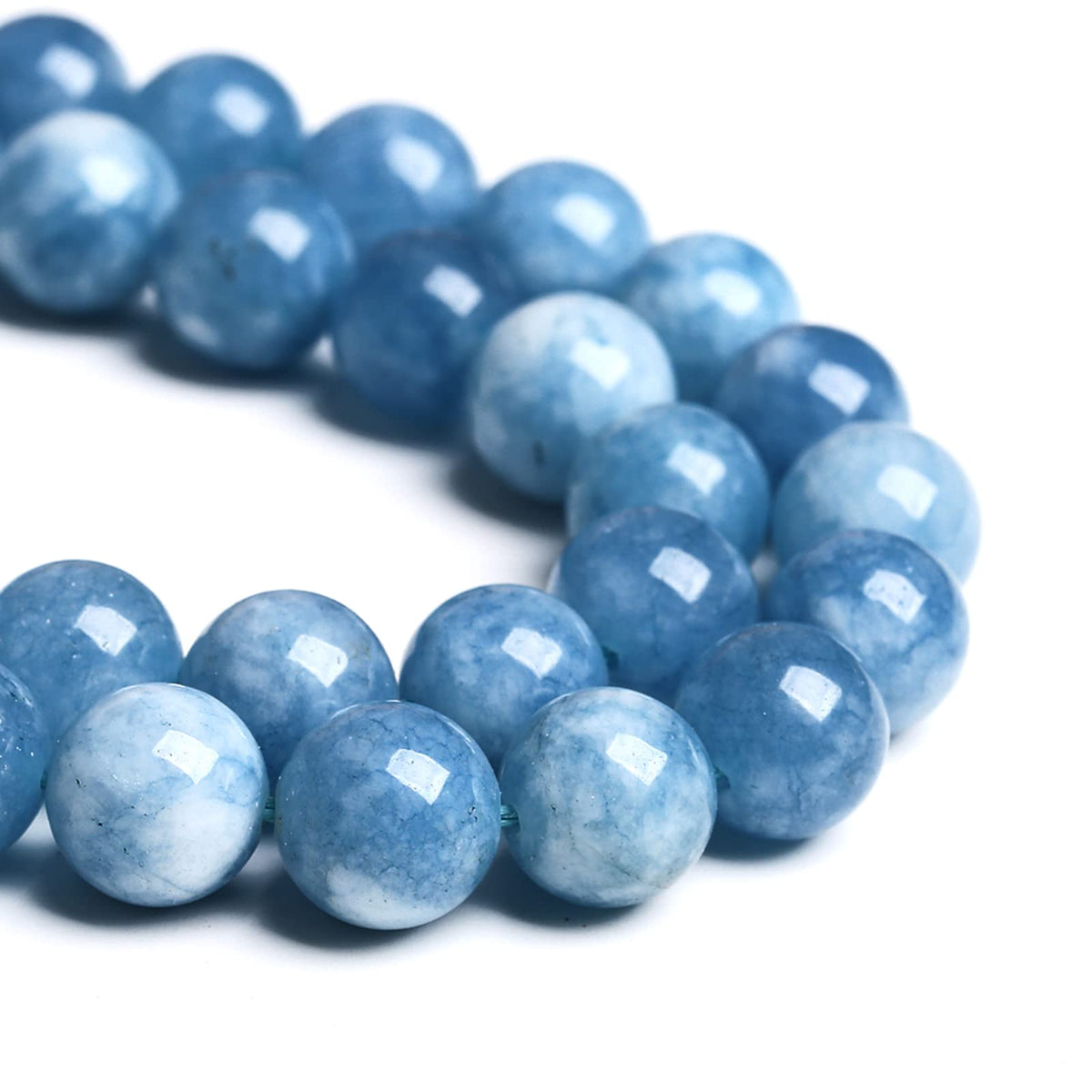 4MM 86PCS Blue Aquamarine Jade Loose Beads for Jewelry Making DIY Bracelet