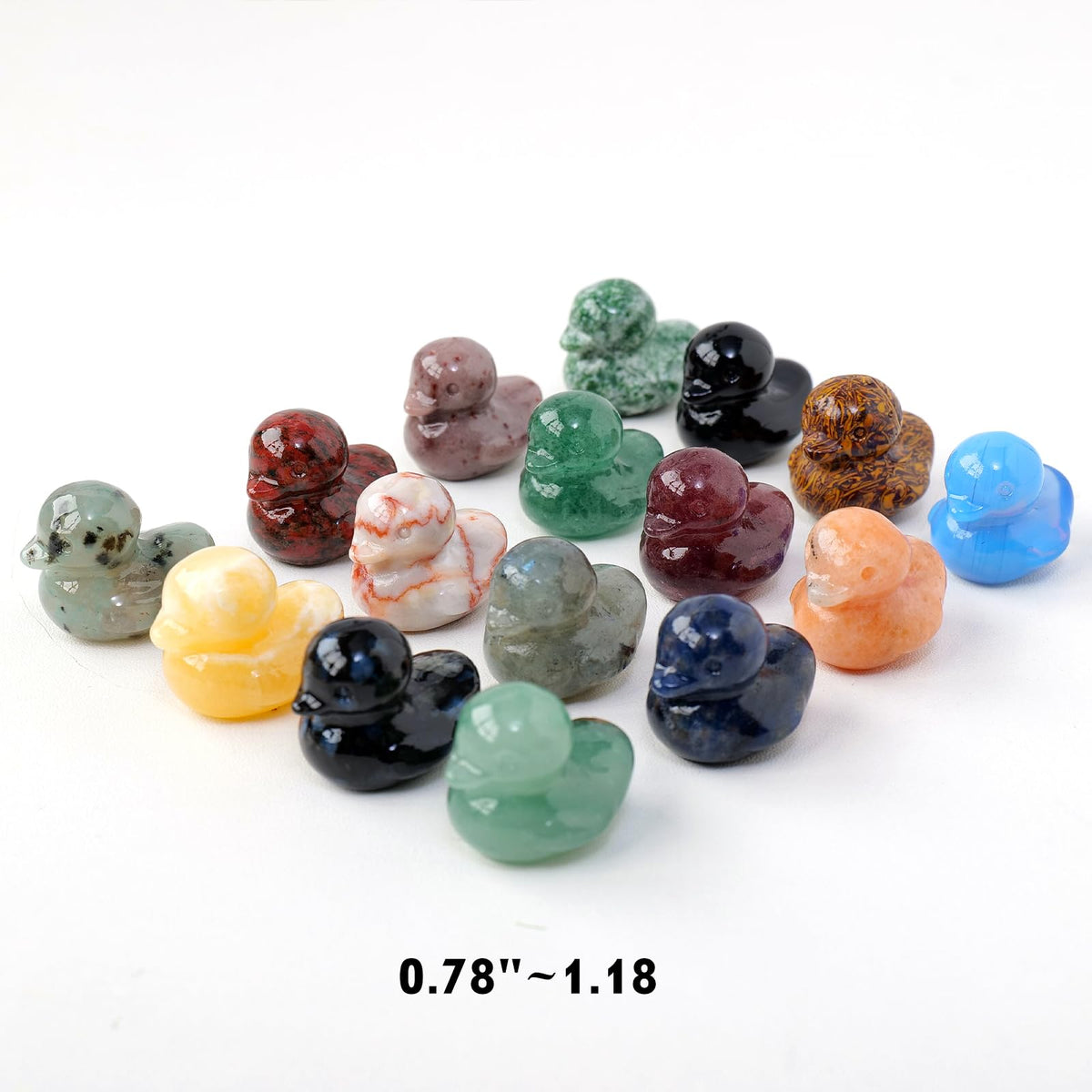 Runyangshi 1PCS Duck Figurine Statue Natural Crystal Green Aventurine Duck 1.18" Healing Crystal Stone Hand Carved Lucky Duckling Sculpture Home Desk Office Decoration Duck Lover Gift
