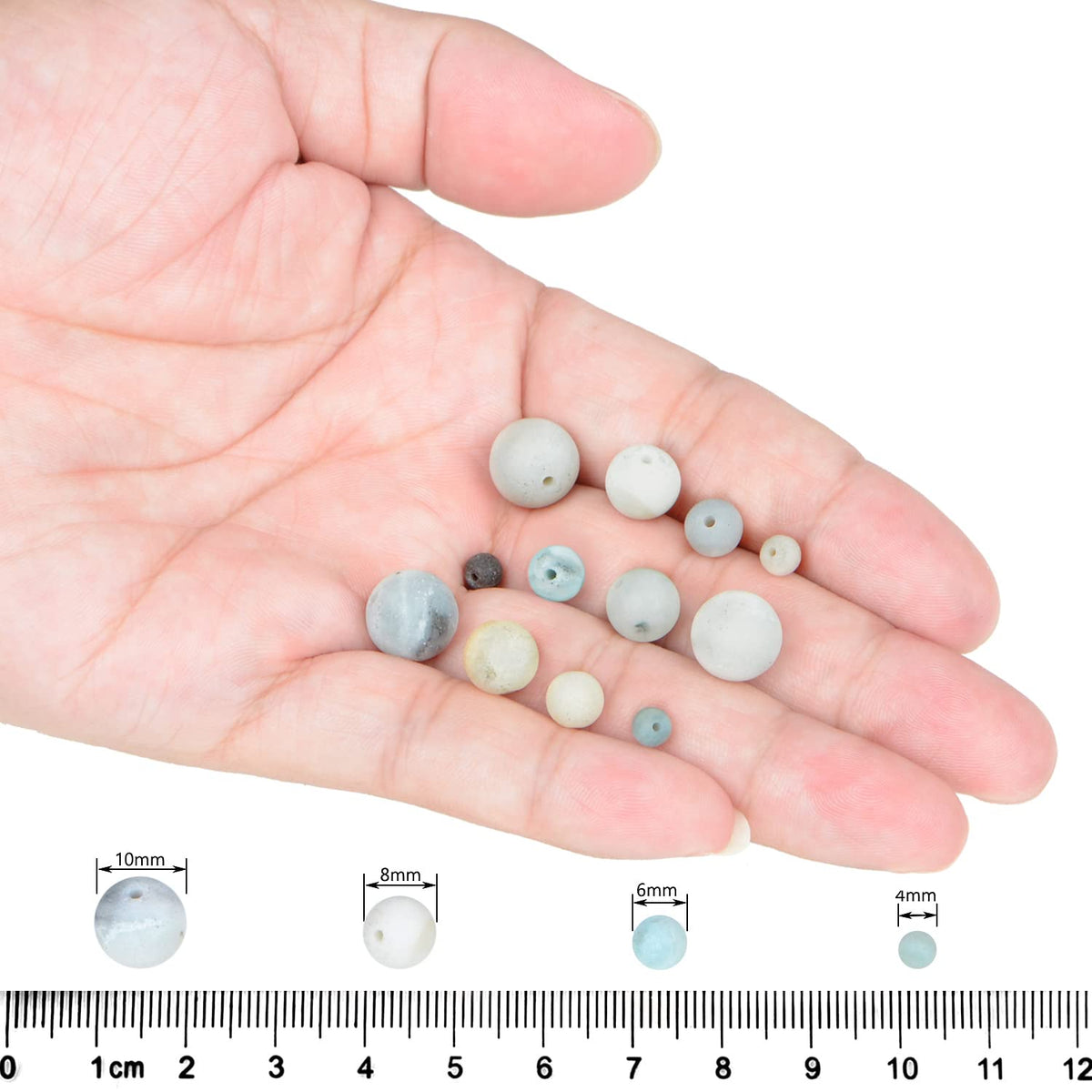AD Beads Natural Gemstone Round Loose Beads 15" for Bracelet Necklace Earrings Jwelery Making Crafts DIY (6mm, Matte Multicolor Amazonite)