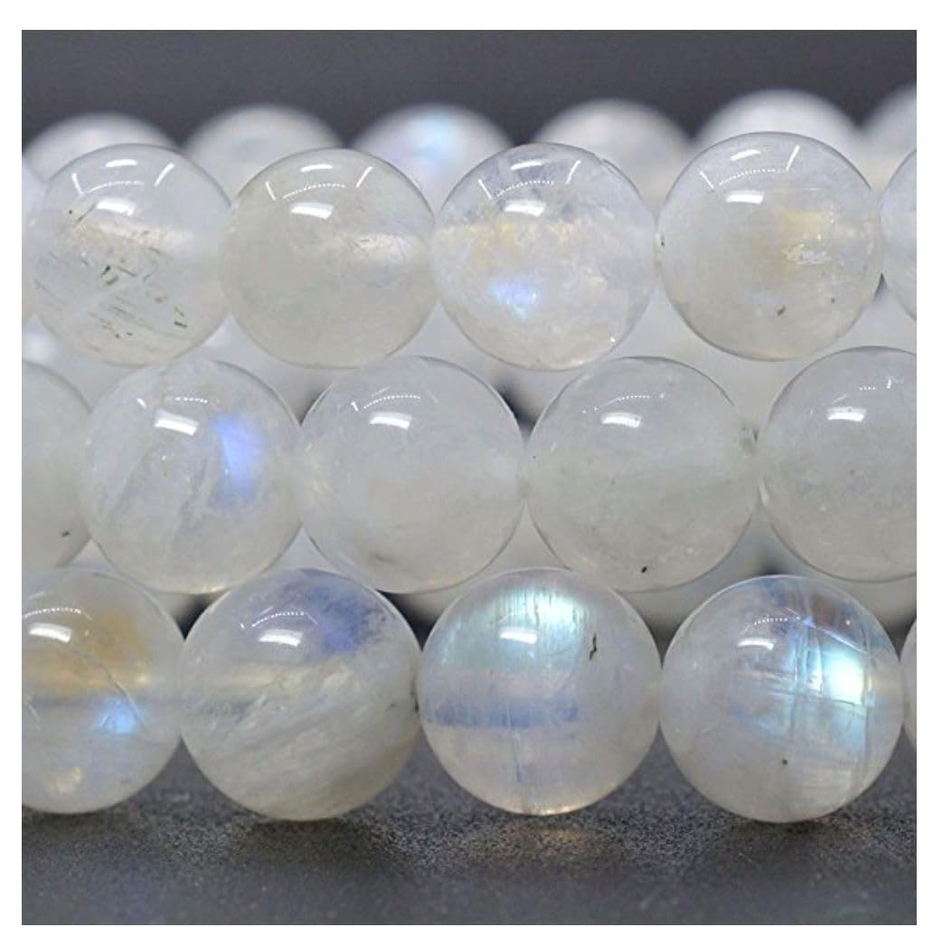 Adabele Real Natural Blue Flash Moonstone Bracelet 8 Inch Stretch Gemstone Beaded Bracelet Chakra Healing Crystal Stone Jewelry Women Mom Gift GB6-C37