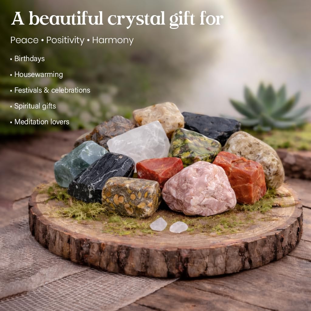 Crocon 1LB Exclusive Assorted Rough Bulk Natural Stone Raw Gemstone Tumbling Cabbing Polishing Gem Mining Chakra Balancing Reiki Healing Good Luck Gift Home Office Decor