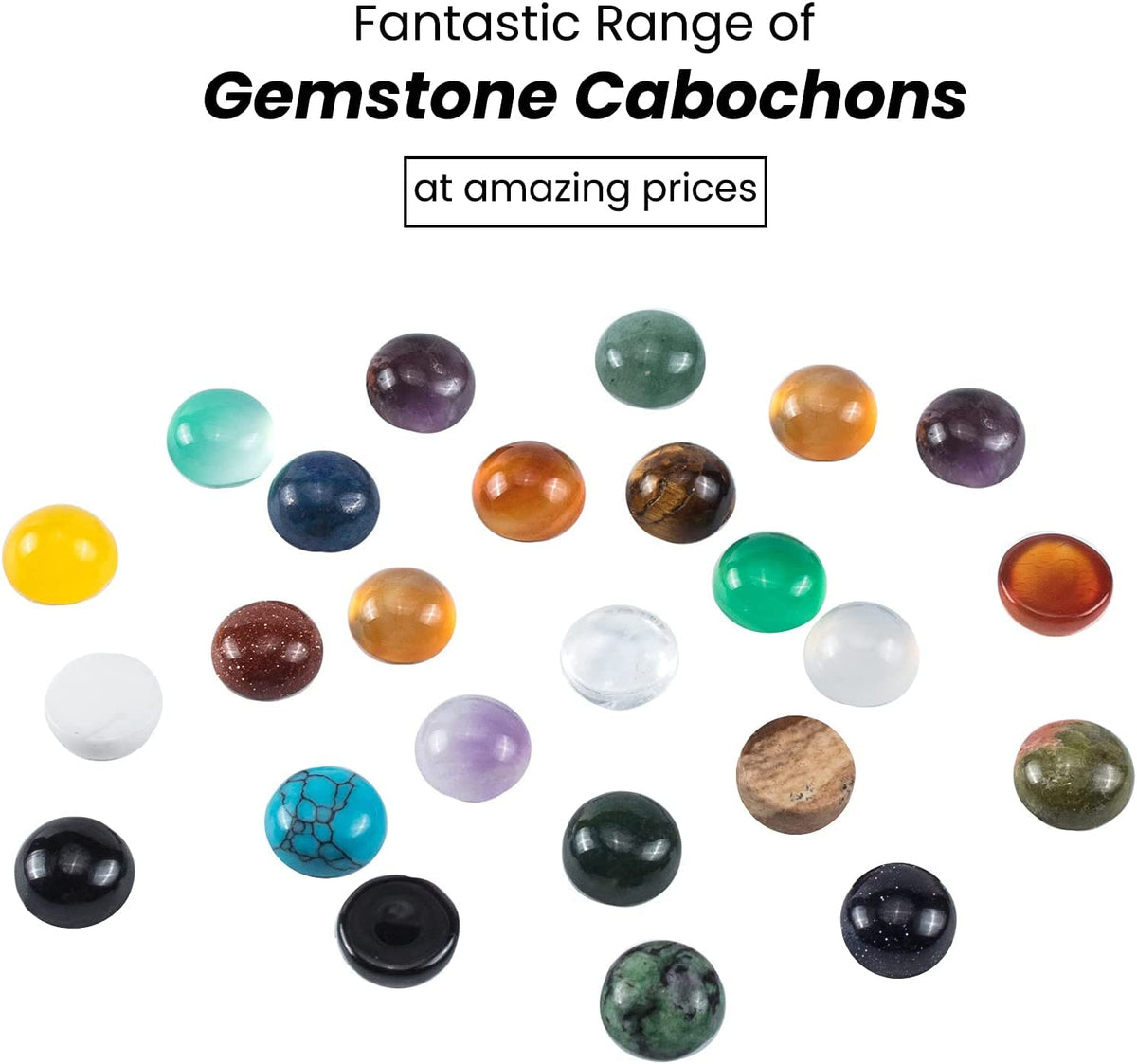 PH PandaHall 46pcs 23 Styles Stone Cabochons 8mm Gemstone Half Round Flatback Gemstones Beads Quartz Chakra Stone Crystal for Earring Necklace Bracelet Jewelry Making