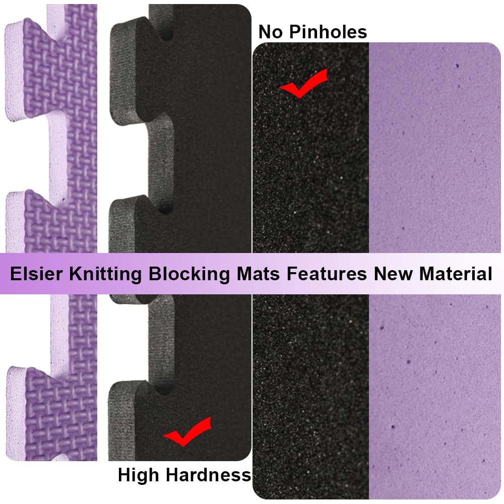 ELSIER Interlocking Blocking Mats, 12”x12”, 9 Pack, Knitting Blocking Mats, Crochet Blocking Board, Blocking Mats for Knitting & Crochet Projects