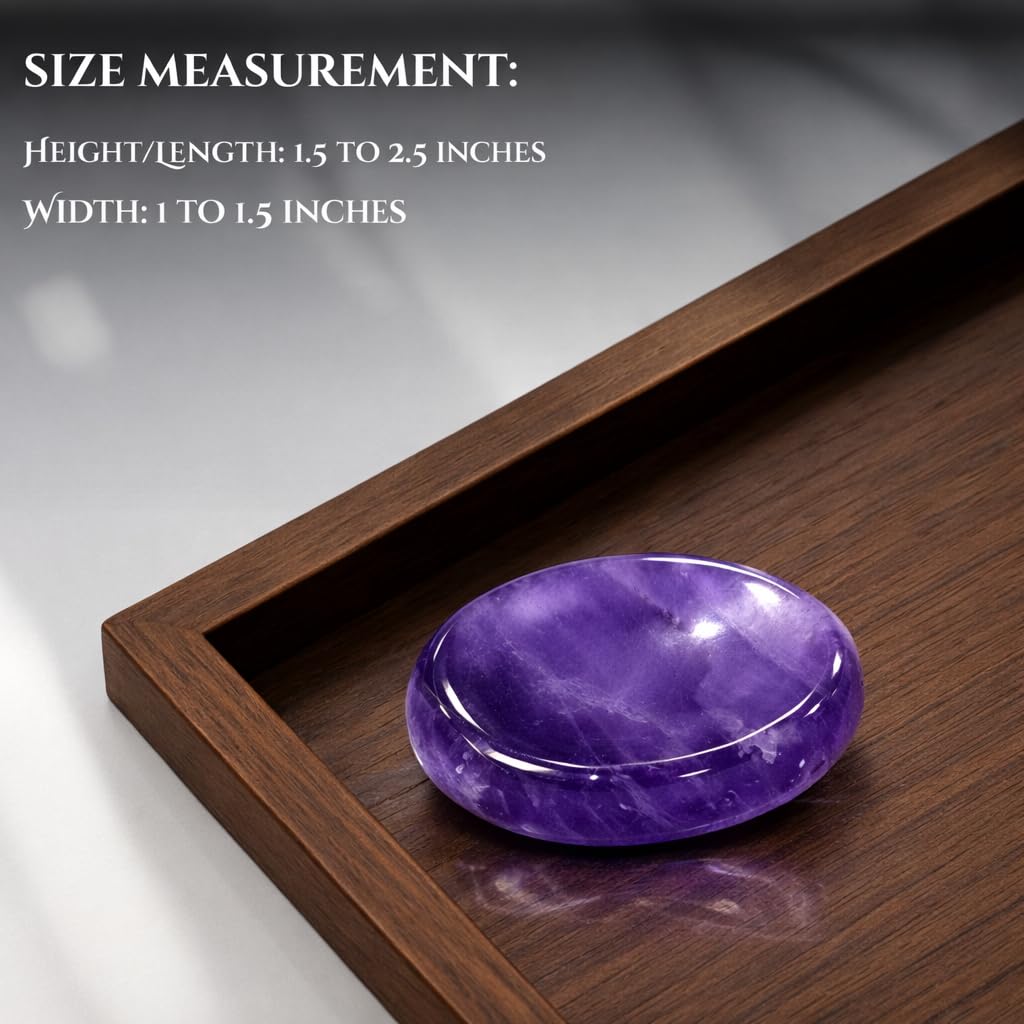 Amethyst (A Grade) Thumb Worry Stones Metaphysical Gemstone Crystal Healing Reiki Men Women Gift FENG Shui Positive Energy Love Wellness Palm Stones Wicca Powerful