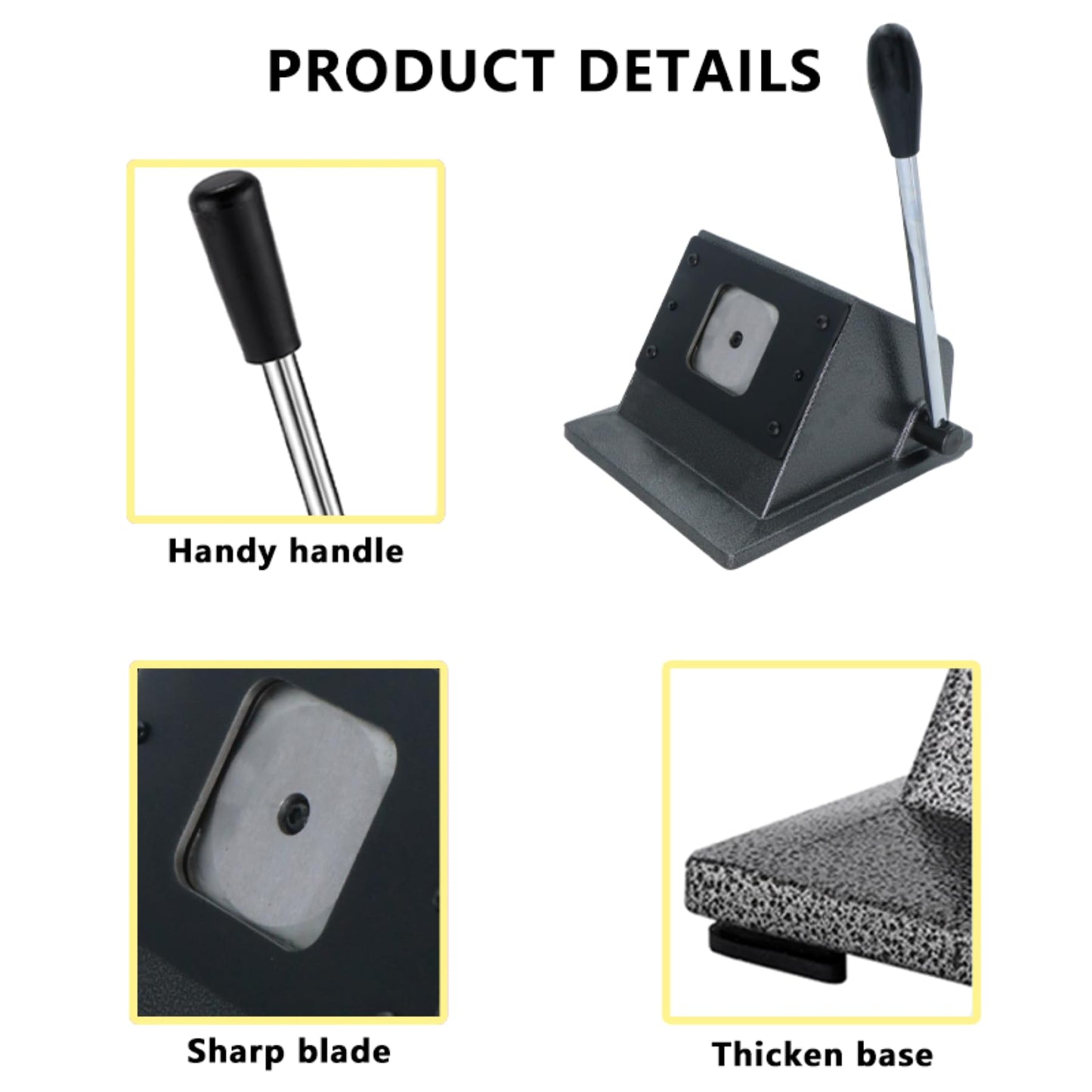 DCBADGE Pin Button Paper Cutter,Manual Square Paper Cutter Tool, Graphic Punch Die Cutter,for Button Maker Machine. (61mm Square Cutter, Cut for 50mm)