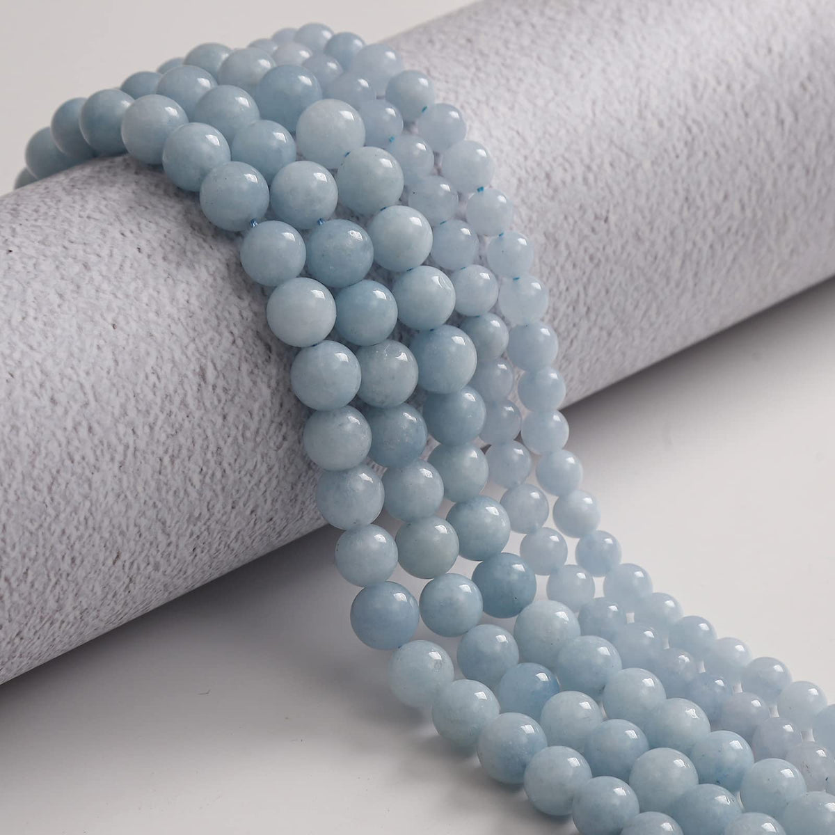 35pcs 10mm Natural Stone Beads Aquamarine Beads Energy Crystal Healing Power Gemstone for Jewelry Making, DIY Bracelet Necklace