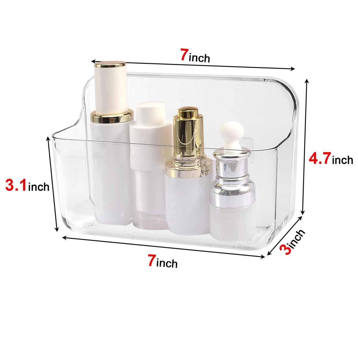 CGBE 2 Packs Cabinet Door Organizer, Acrylic Adhesive Shelf Wall Mounted Storage, Self Adhesive Shower Shelves Without Drilling, Automatic Draining Clear Shower Organizer for Bathroom